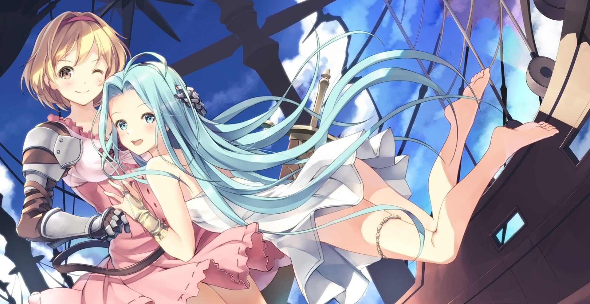 1080P, Granblue Fantasy, Anime, Djeeta (Granblue Fantasy), Lyria (Granblue Fantasy), HD Wallpaper