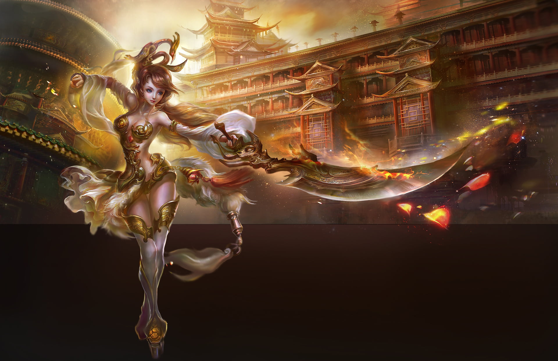 architecture, building exterior, sword, statue, decoration, famous Place, no people, animal representation, animal wildlife, sky, art, girl, rong rong, HD Wallpaper