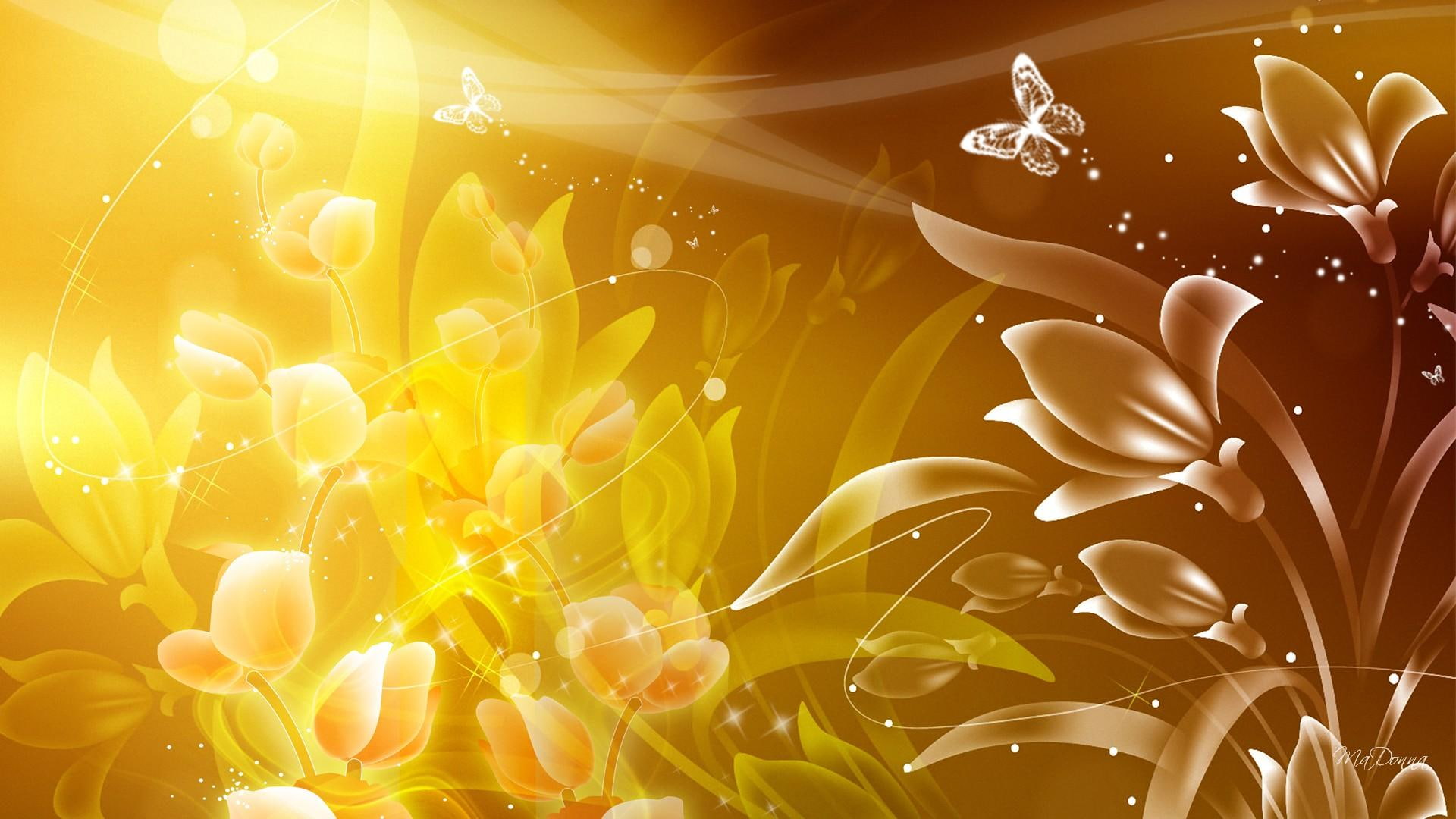 flowers, skeptical, seasone, experienced, realistic, knowing, 1080P, cultured, glory, papillion, rich, sober, gold, HD Wallpaper