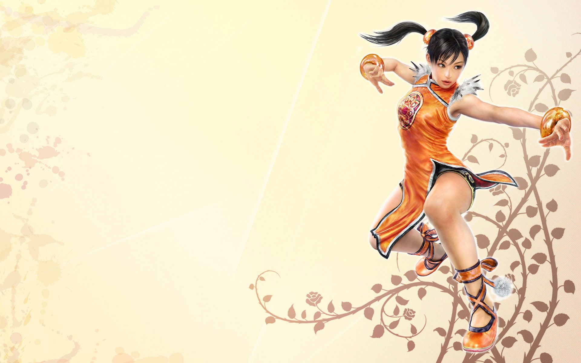 Orange Dress, Bracelet, Twintails, Dress, Ling Xiaoyu, Tekken, 1080P, Girl, HD Wallpaper