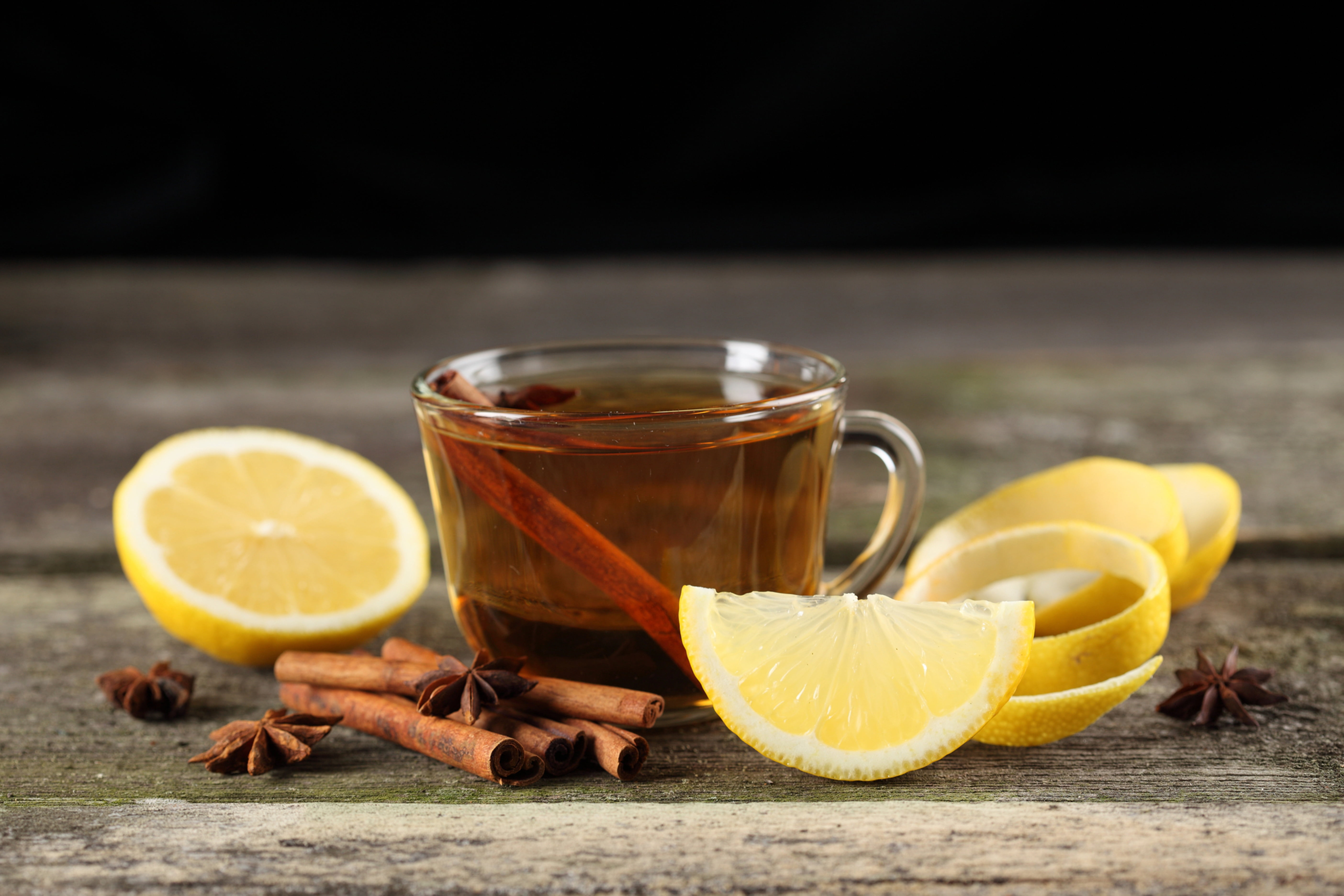 lemon, food and drink, tea cup, 5K, fruit, gourmet, indoors, food, close-up, star anise, anise, yellow, spice, nature, clove, healthy eating, leaf, tea, HD Wallpaper