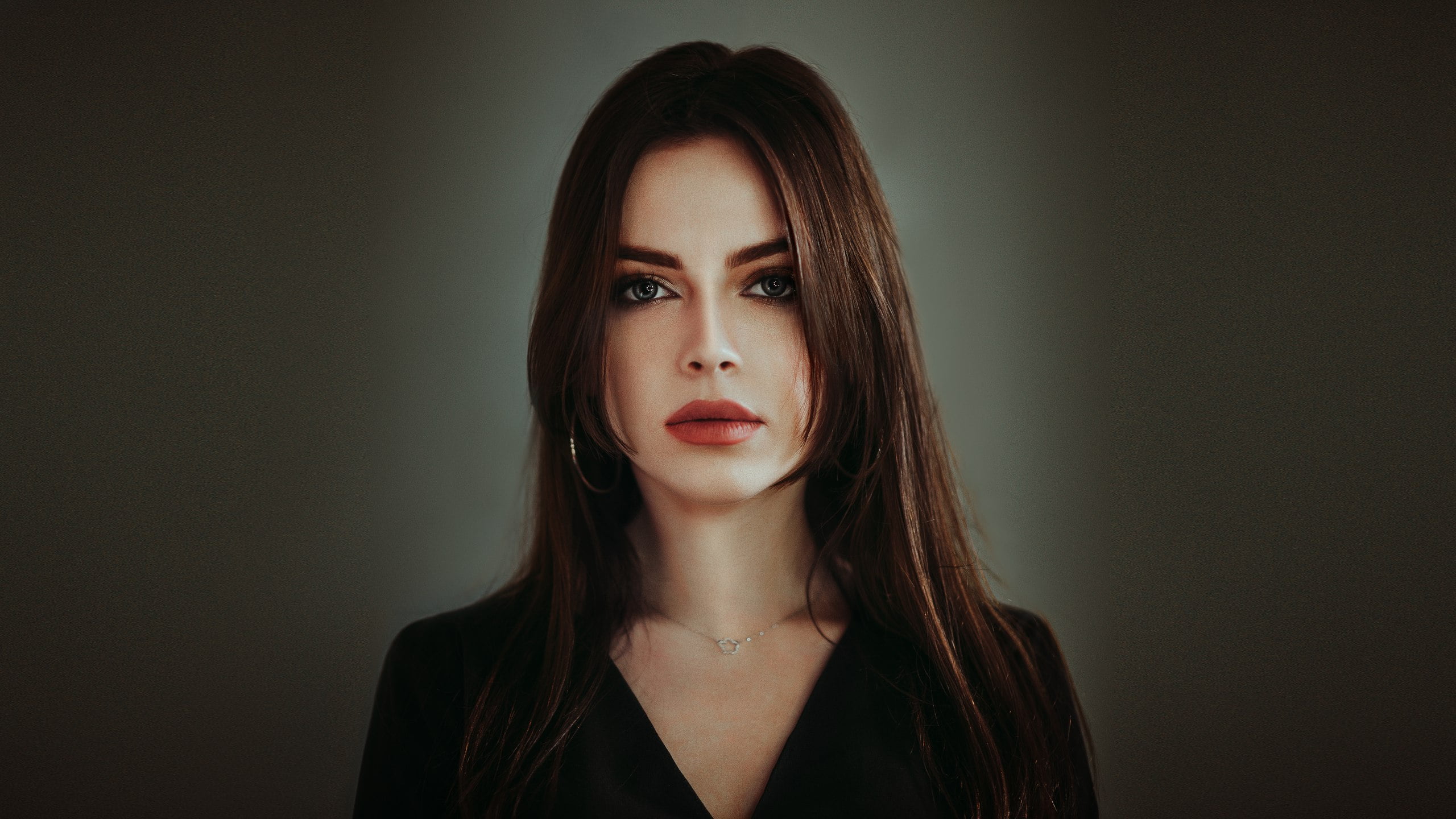 brown hair, adult, beautiful woman, portrait, front view, 2K, hairstyle, young adult, beauty, face, women, contemplation, fashion, looking at camera, make-up, HD Wallpaper