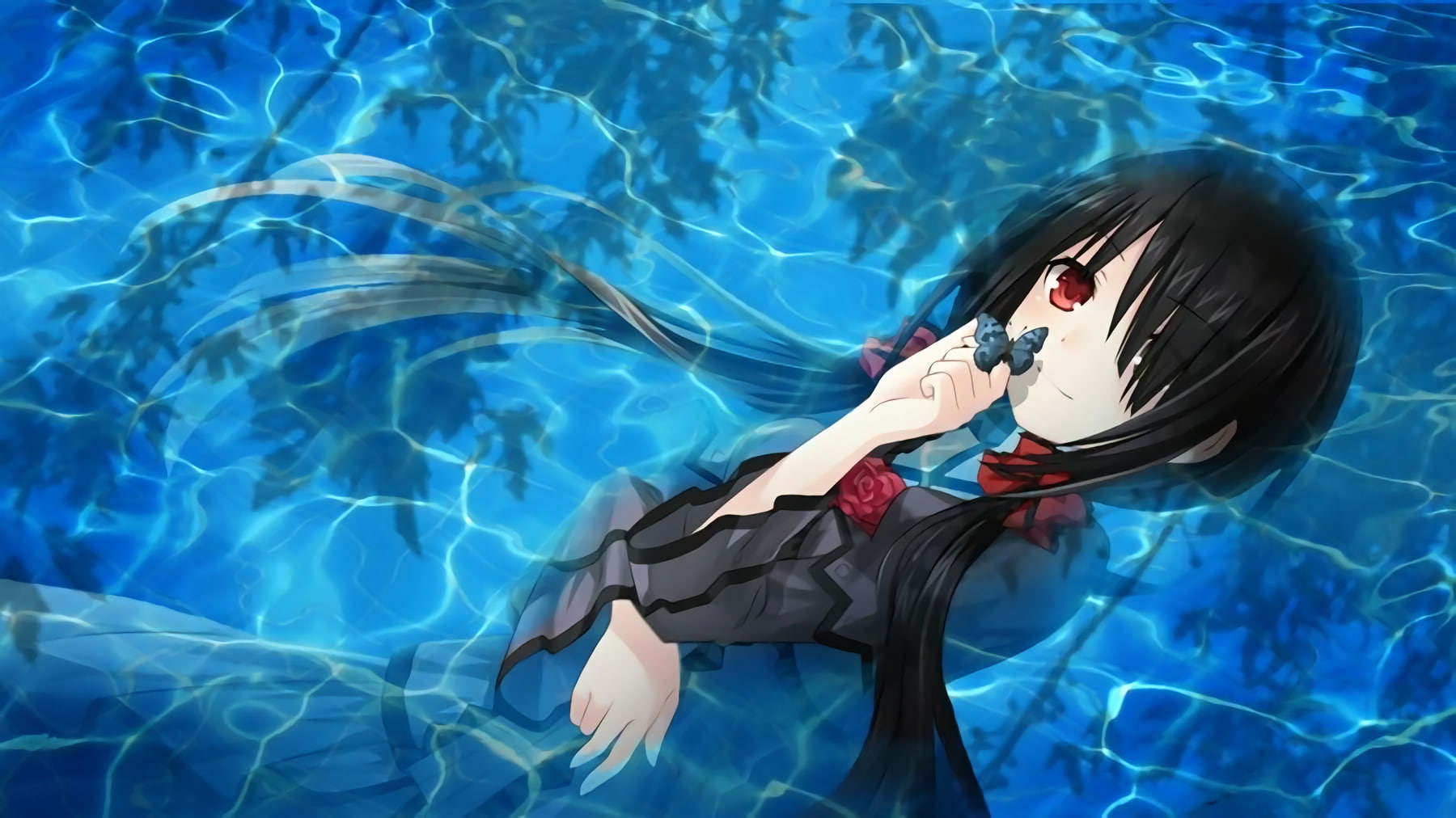 character, Date A Live, Long Hair, swimming, leisure activity, one person, Water, outdoors, haired, pool, lifestyles, transparent, Cute, Girl, hairstyle, HD Wallpaper