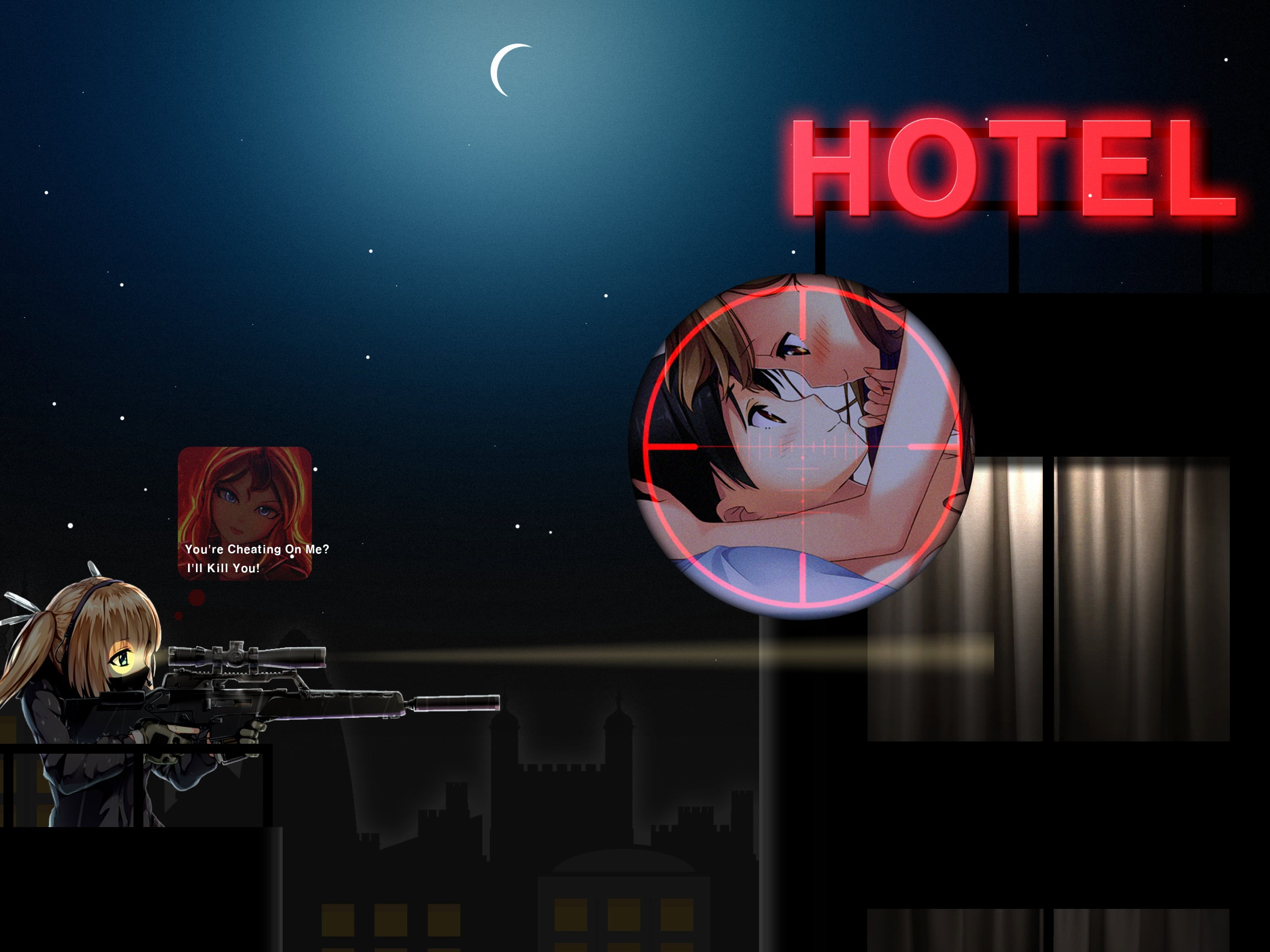 digital composite, glowing, yandere, illuminated, hotel, reflection, communication, women, basketball - sport, nightlife, lighting equipment, circle, wall - building feature, HD Wallpaper