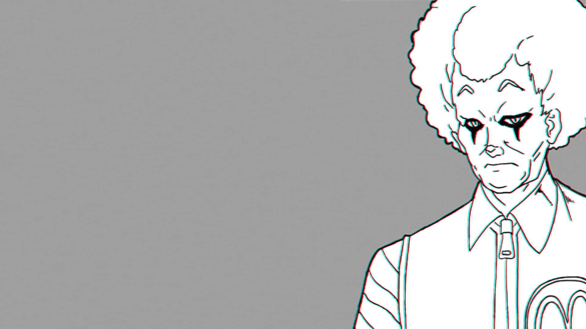 Ronald McDonald, Simple Background, 1080P, shirt, Clowns, Chromatic Aberration, HD Wallpaper
