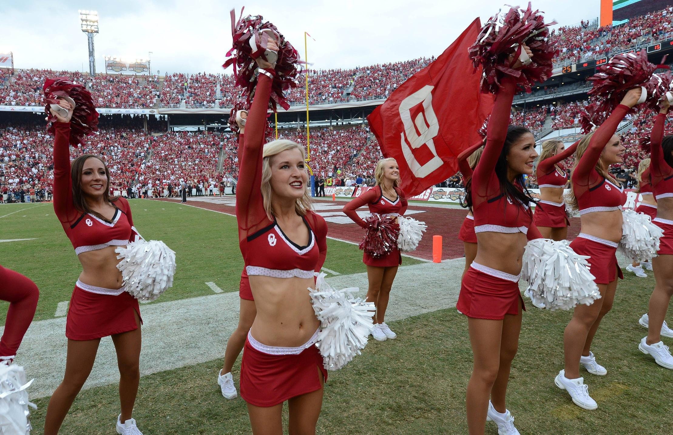 college, oklahoma, cheerleader, sooners, football, 1080P, HD Wallpaper