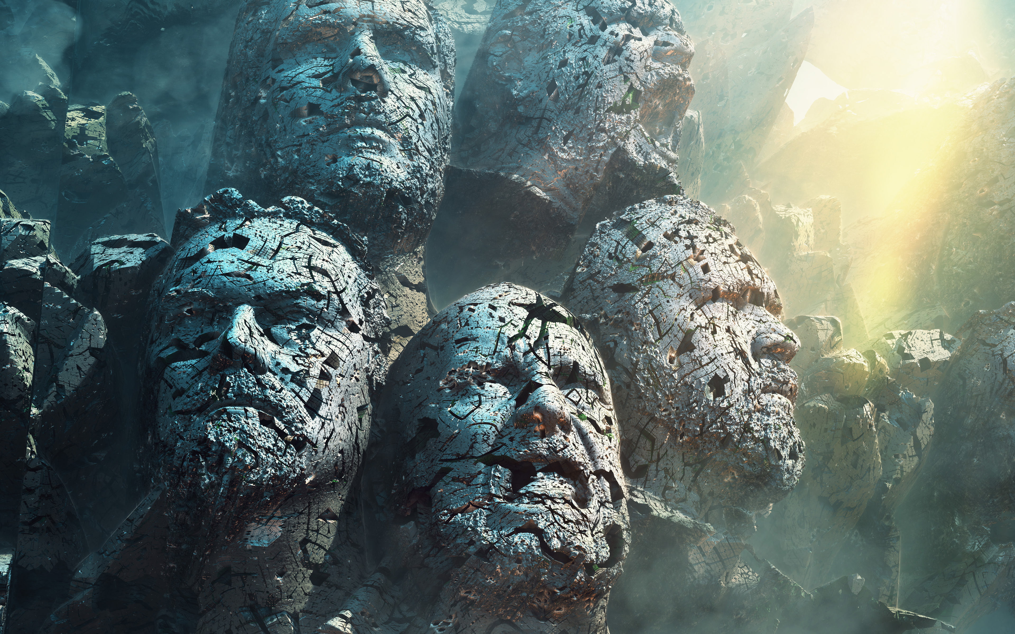 Heads, k, 4K, Stone, Meshuggah, HD Wallpaper