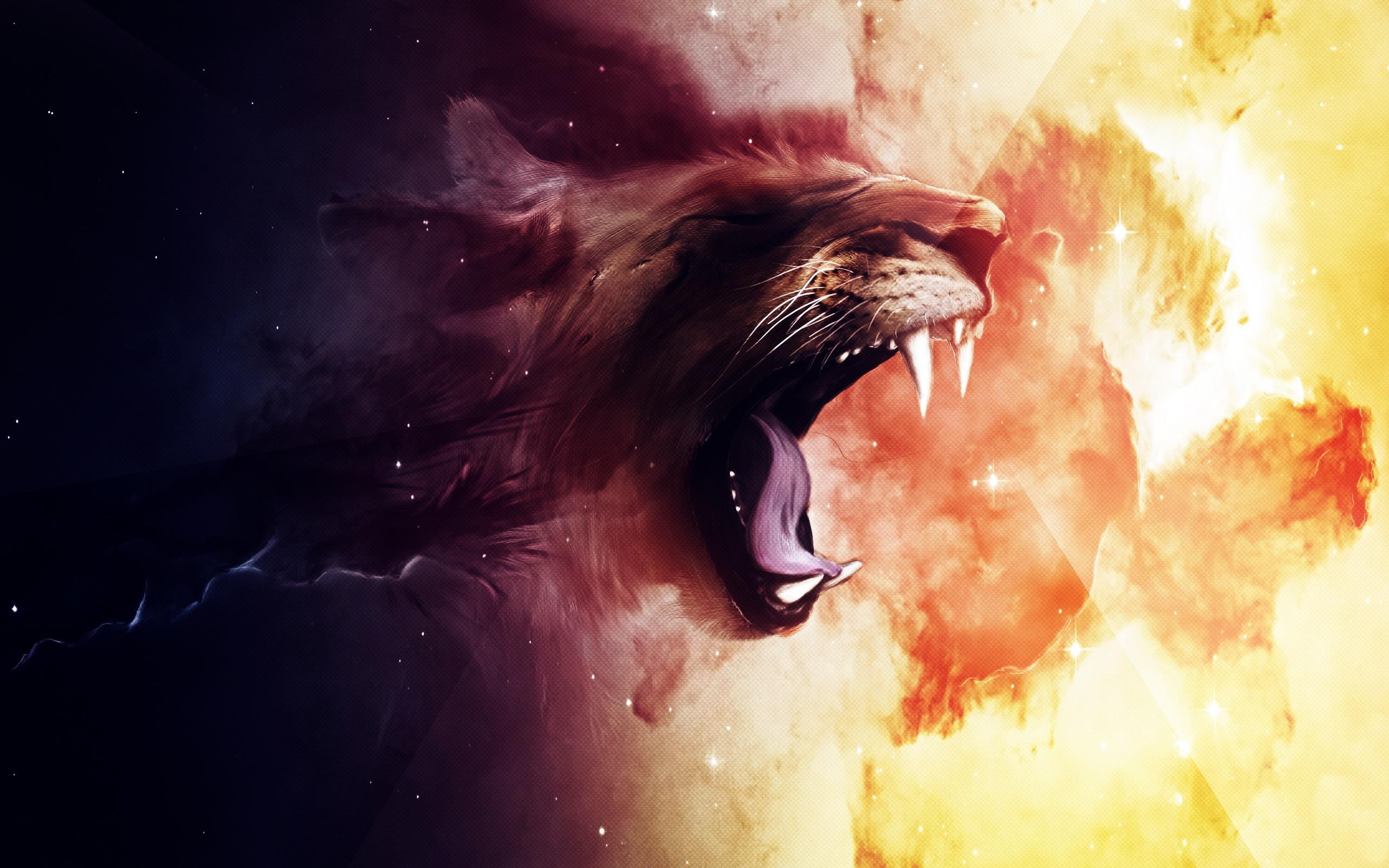 lion, 2K, roaring, HD Wallpaper