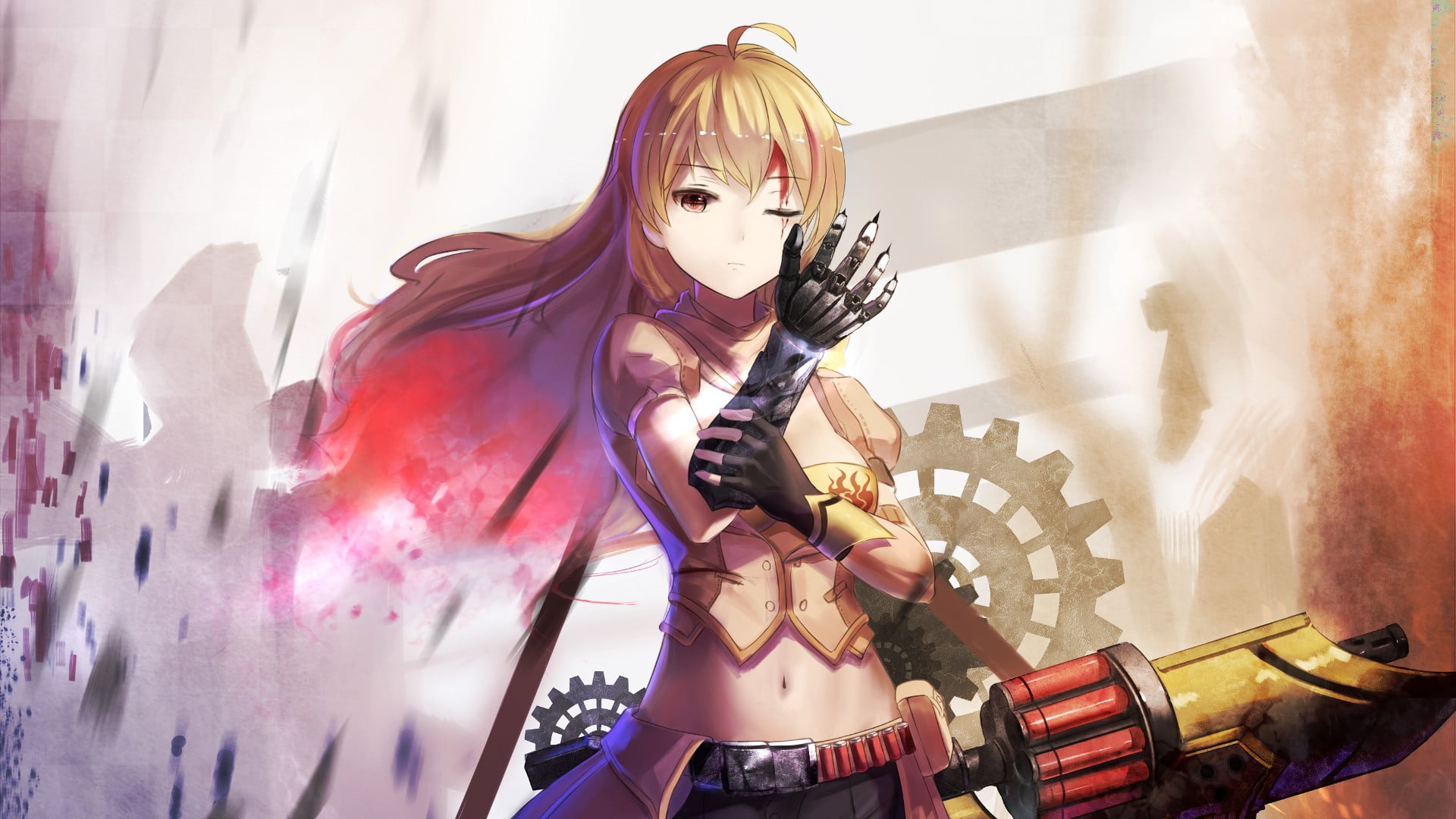 women, celebration, event, RWBY, young adult, portrait, ahoge, real people, arts culture and entertainment, anime, music, clothing, looking at camera, Yang Xiao Long, HD Wallpaper