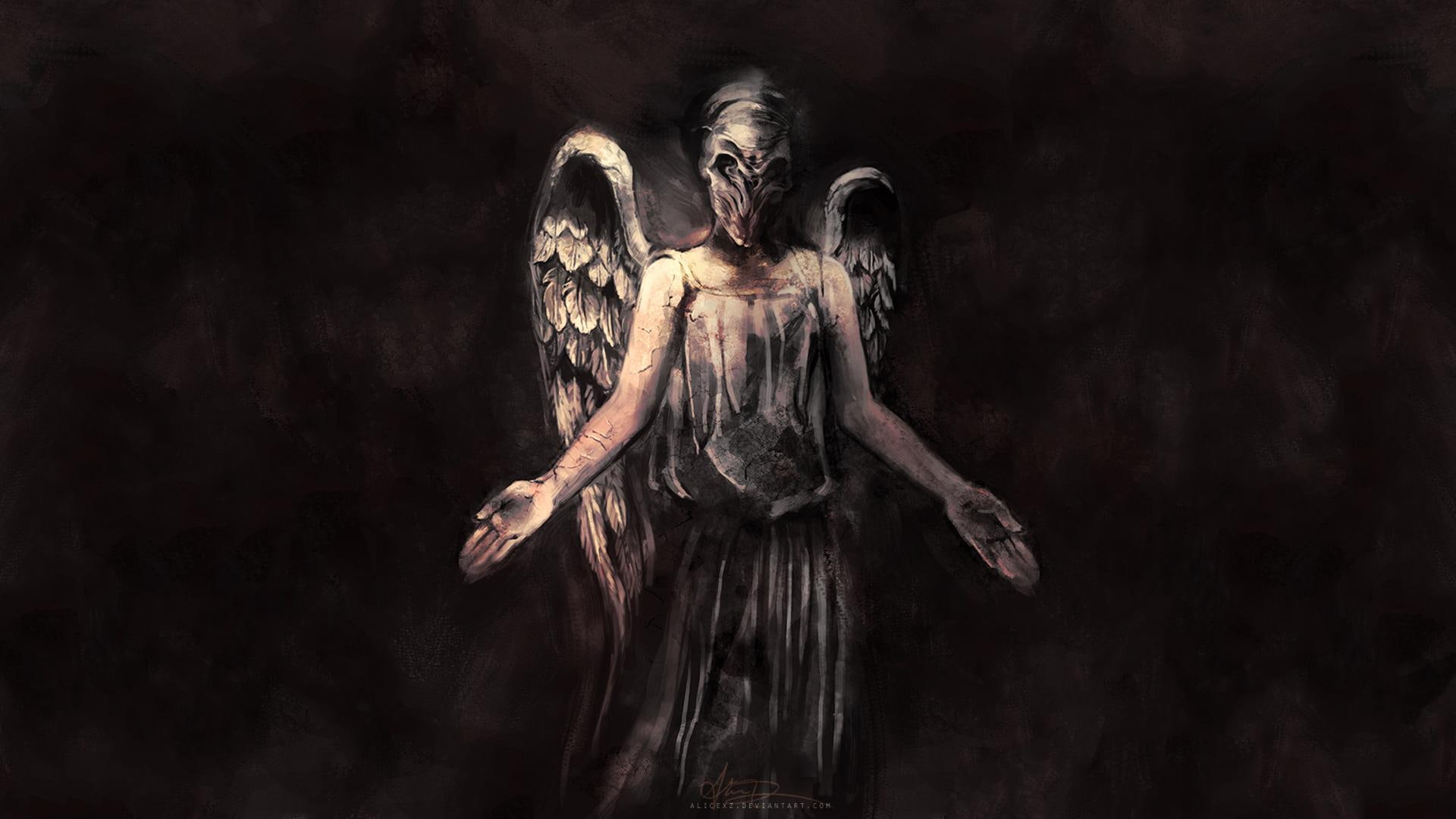 spooky, silence, adventure, 1080P, horror, dark, scary, art, doctor, fantasy, series, futuristic, fallen, who, sci-fi, bbc, evil, angels, wings, drama, HD Wallpaper