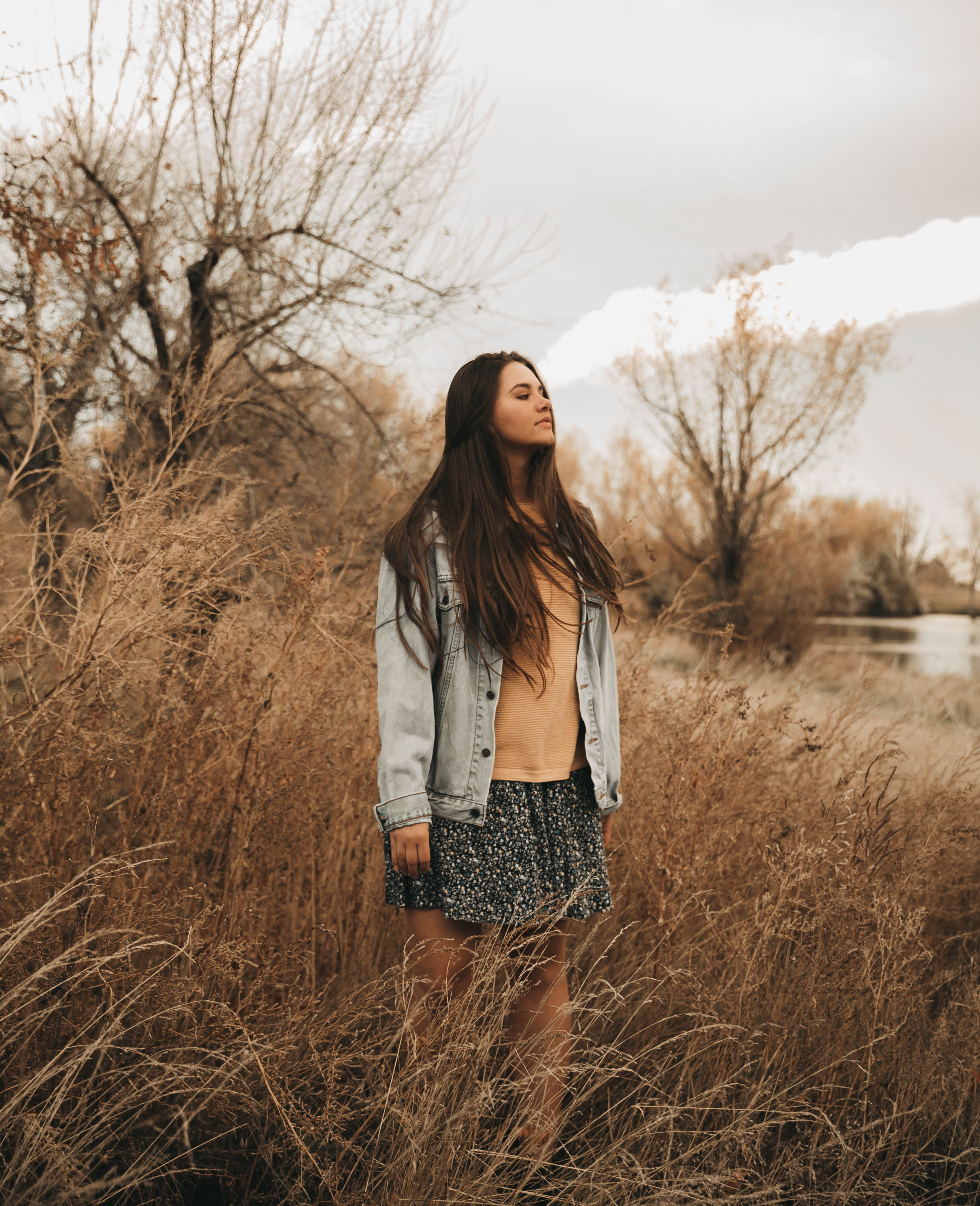 standing, plant, adverstisment portrait companyshoot summer fun sun colorado, beautiful woman, woman, clothing, pants, daytime, reed, person, overcoat, Phone HD Wallpaper