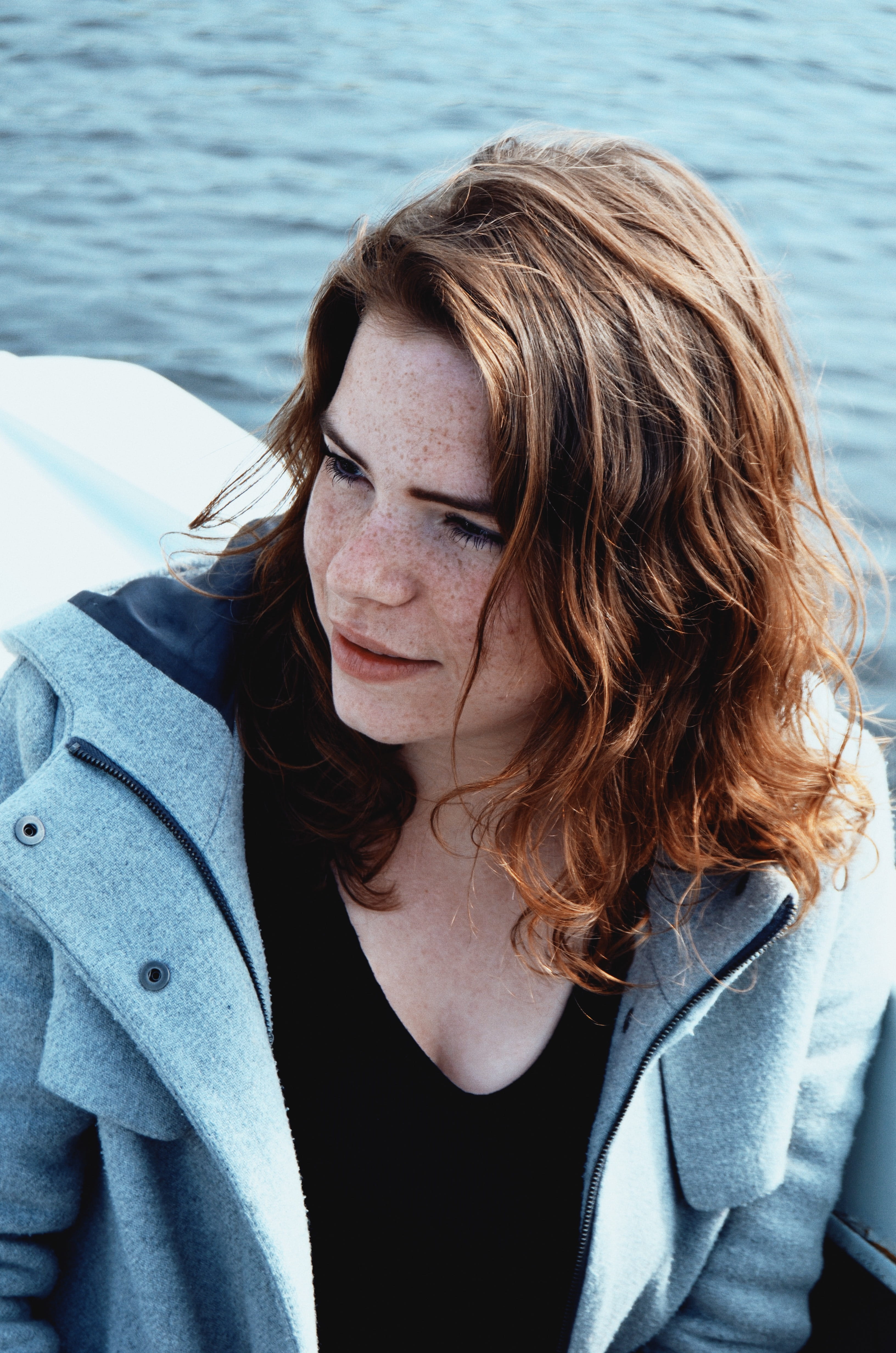 one Woman Only, summer, boat, females, neck, people, lifestyles, women, contemplation, caucasian, wearing, scoop-neck, sea, clothing, long Hair, beauty, Phone HD Wallpaper
