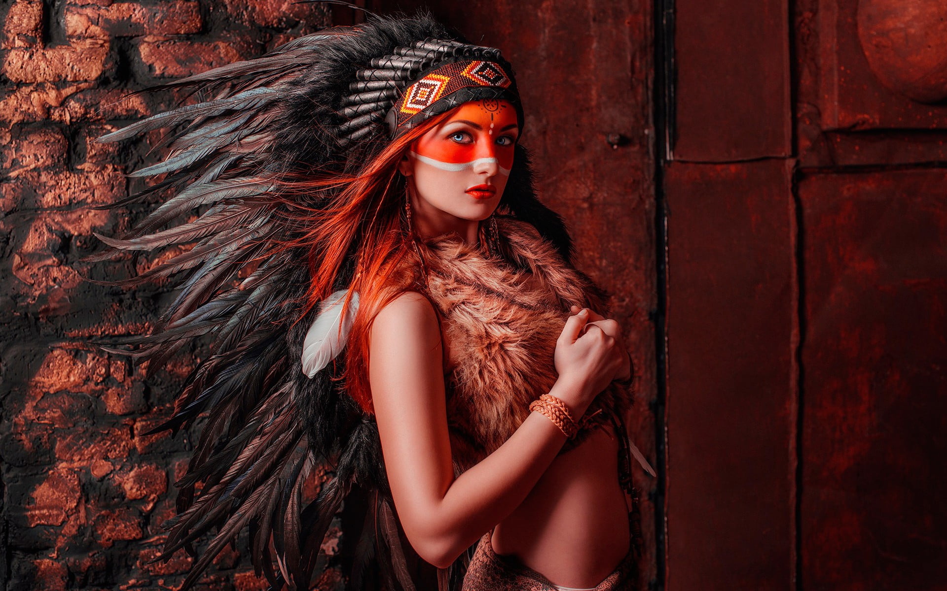 females, young women, beautiful people, young adult, beautiful woman, adult, headdress, portrait, long hair, fashion, hair, cosplay, looking at viewer, HD Wallpaper
