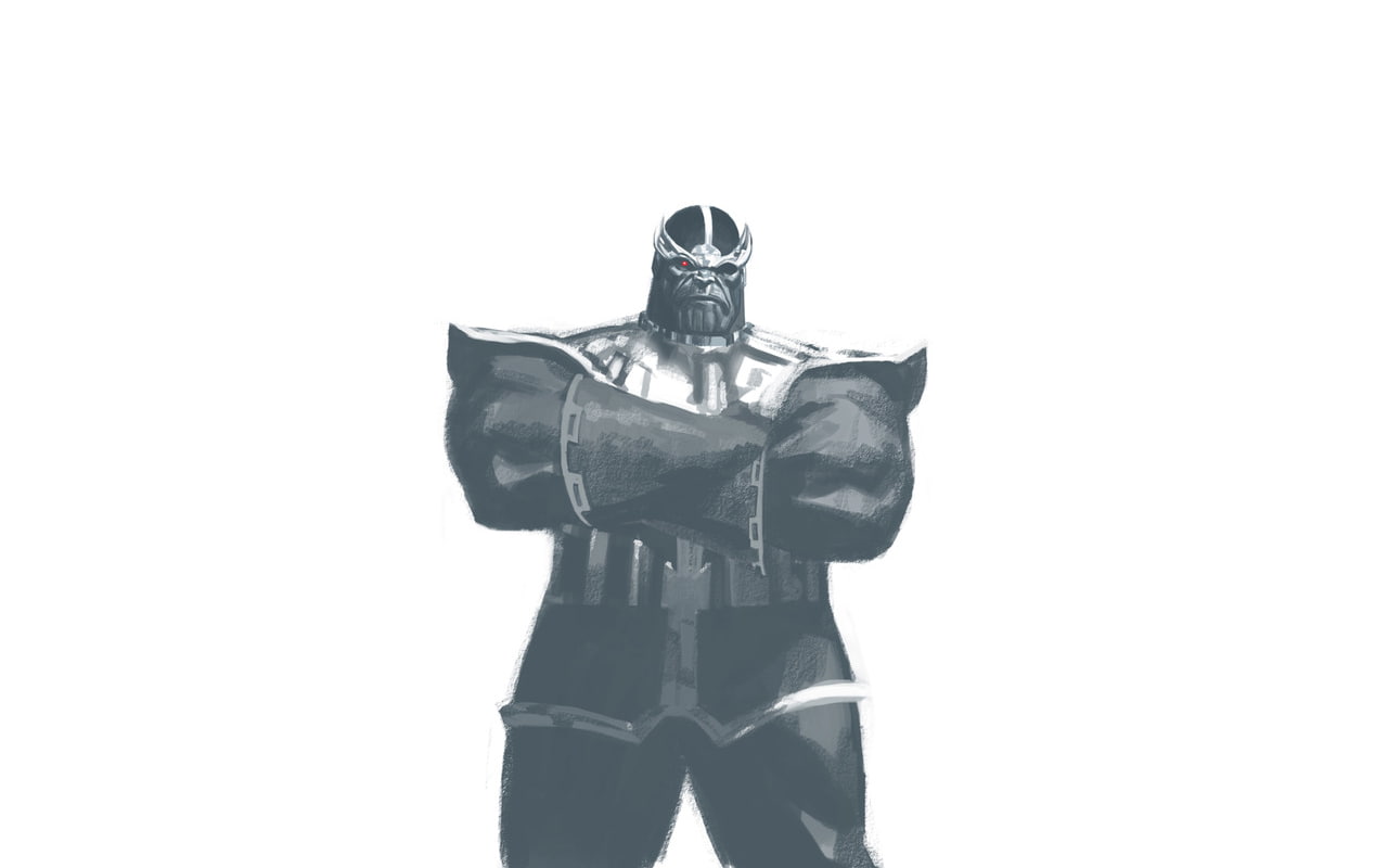 marvel, online, sketch, 720P, character, cartoon/comic, hd, game, white, drawing, thanos, HD Wallpaper