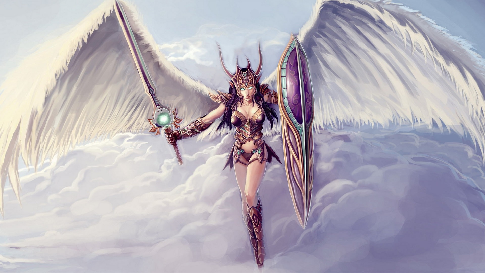 1080P, fantasy, warrior, angel, sword, hd, HD Wallpaper