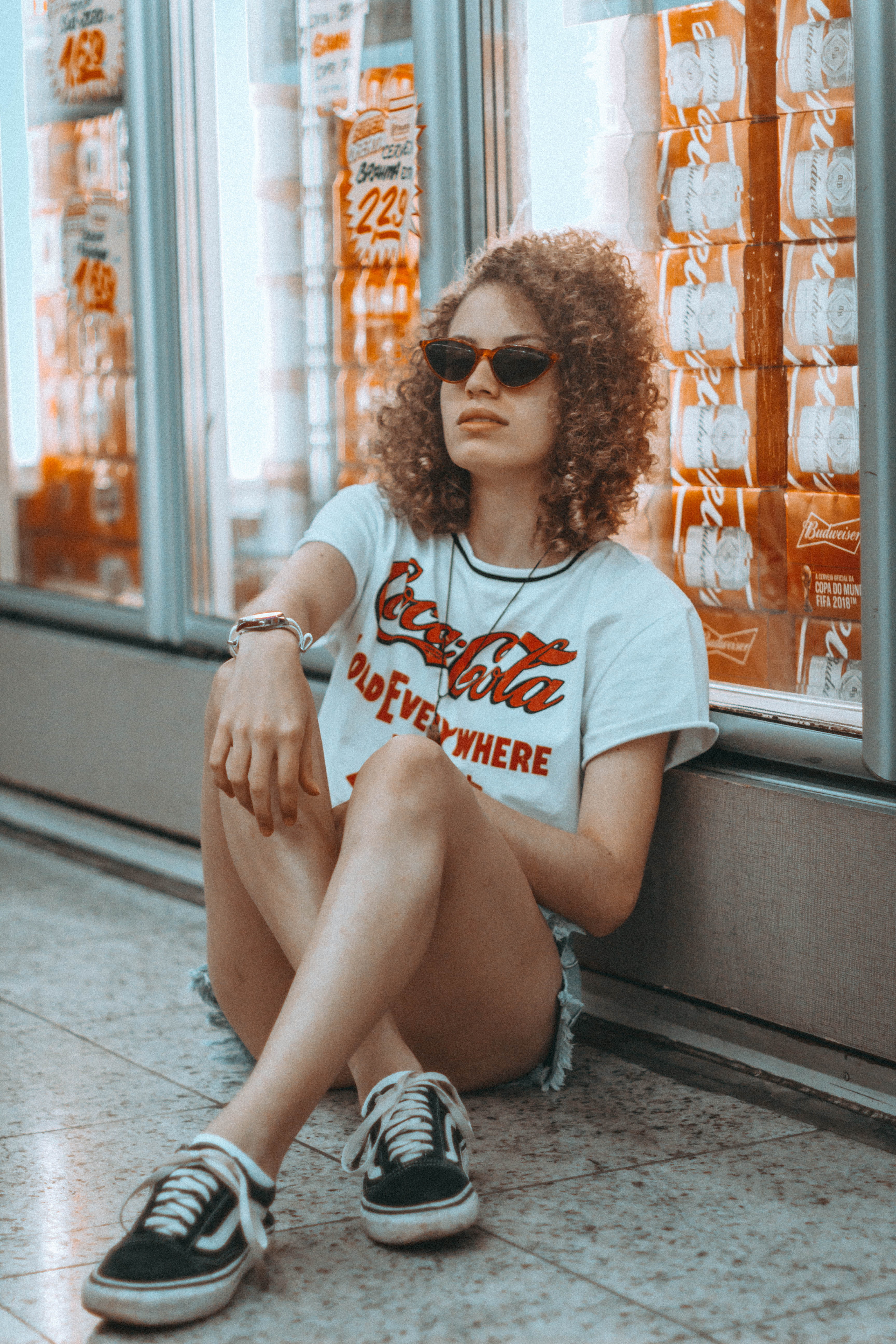 african Descent, denim wear, female, indoors, glass, floor, t-shirt design, looking, fashion, outdoors, african Ethnicity, urban, supermarket, uSA, urban Scene, Phone HD Wallpaper