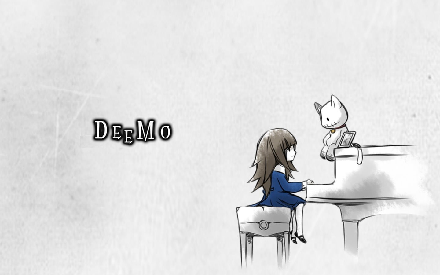 girl, seat, 720P, activity, representation, piano, text, illustration, creativity, real people, cat, one person, sitting, outdoors, wall - building feature, HD Wallpaper