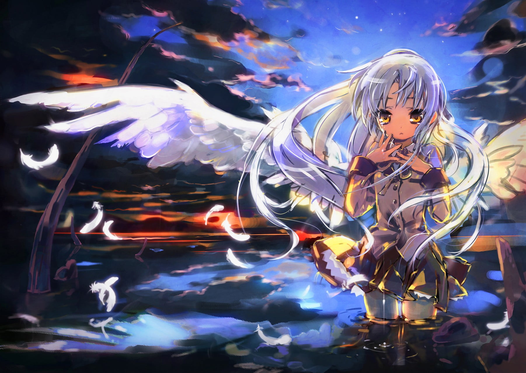 arts culture and entertainment, fish, human representation, animal wildlife, creativity, 720P, real people, glowing, glass - material, Angel Beats!, digital composite, HD Wallpaper