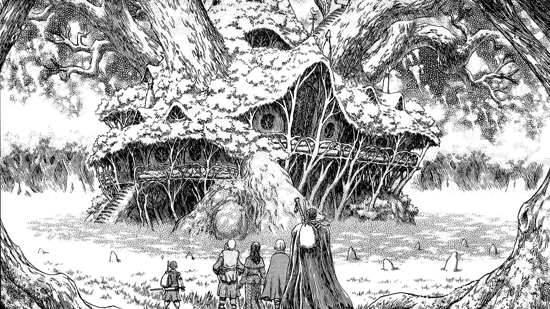 1080P, monochrome, Berserk, Kentaro Miura, Casca, Guts, HD Wallpaper