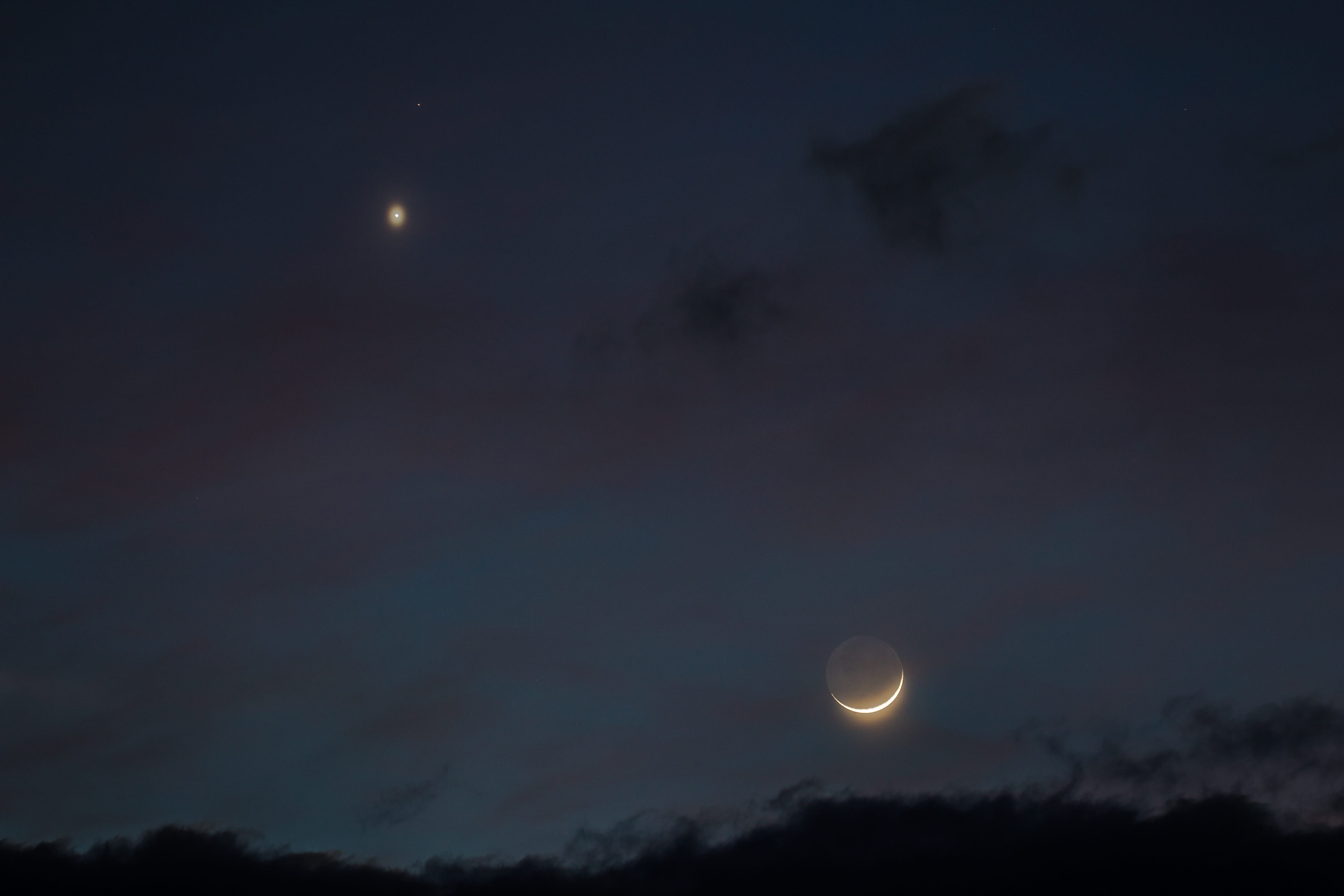 scenics - nature, night, sky, orbit, the cosmos, natural phenomenon, cloud - sky, outdoors, moonlight, luna, planets, venus, space, eclipse, conjunction, HD Wallpaper