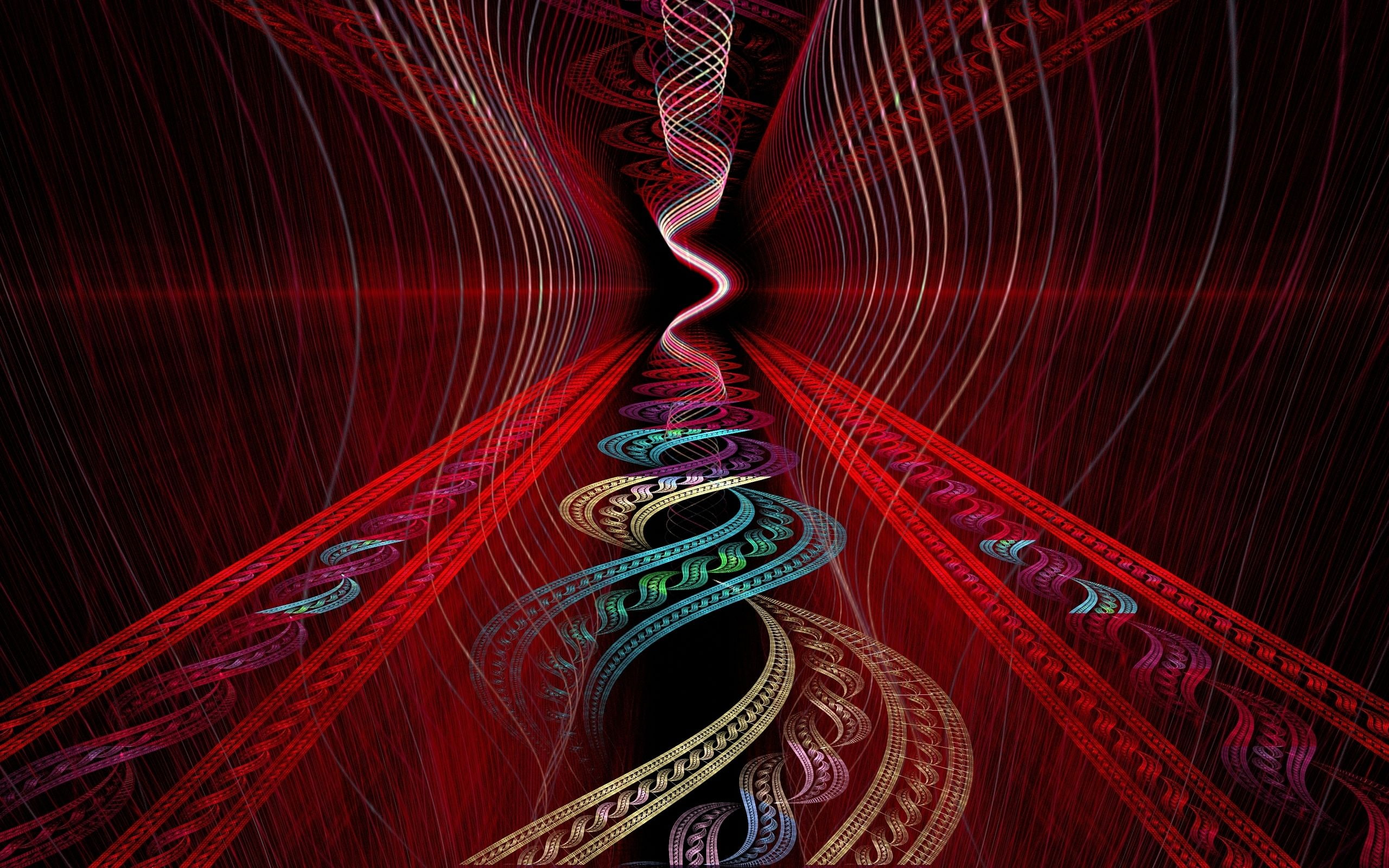 rojo, fractal, abstracto, 2K, HD Wallpaper