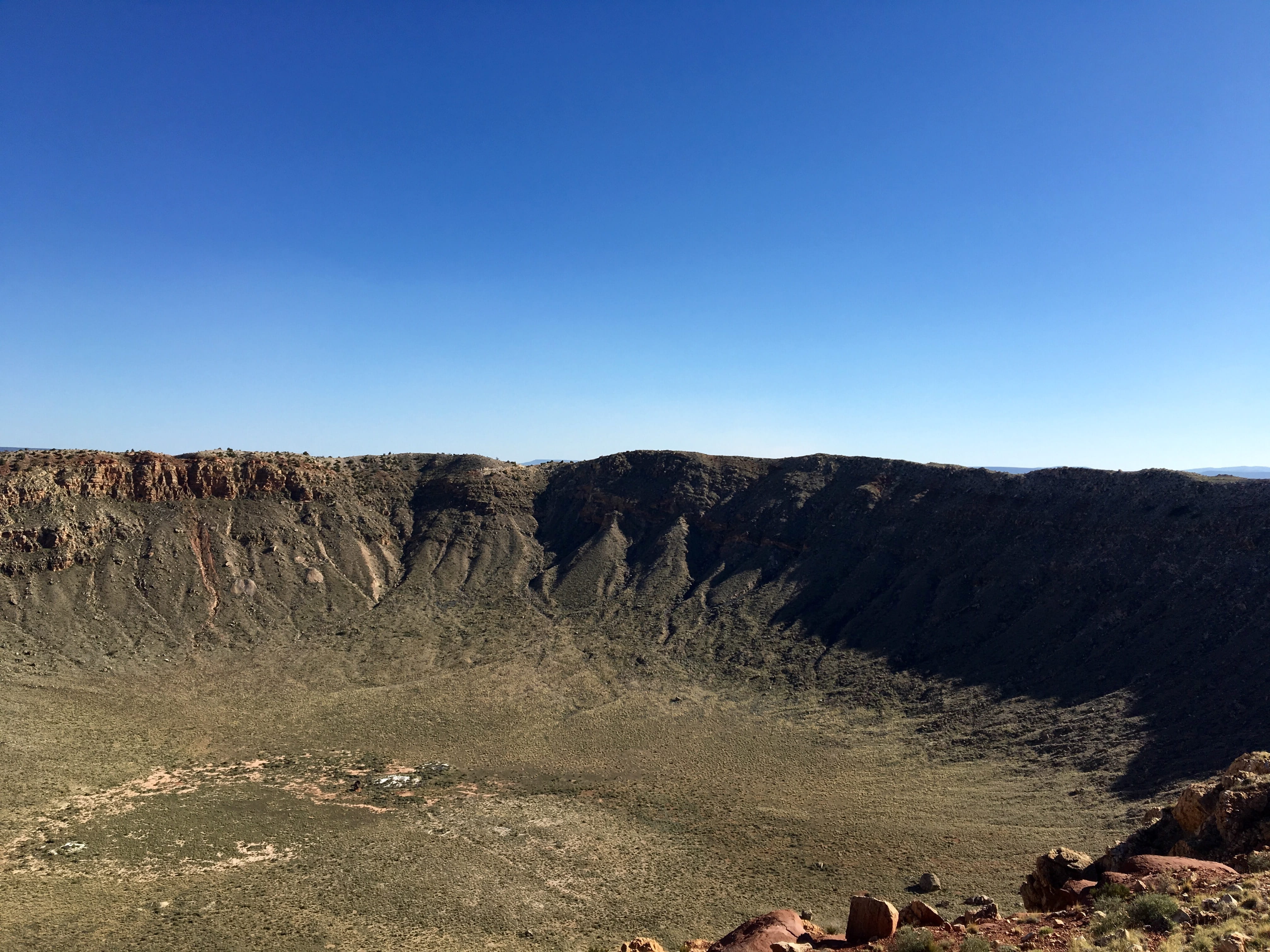 rock - object, no people, Arizona, clear sky, mountain, outdoors, desert, scenics - nature, sky, Crater, beauty in nature, arid climate, geology, rock, HD Wallpaper