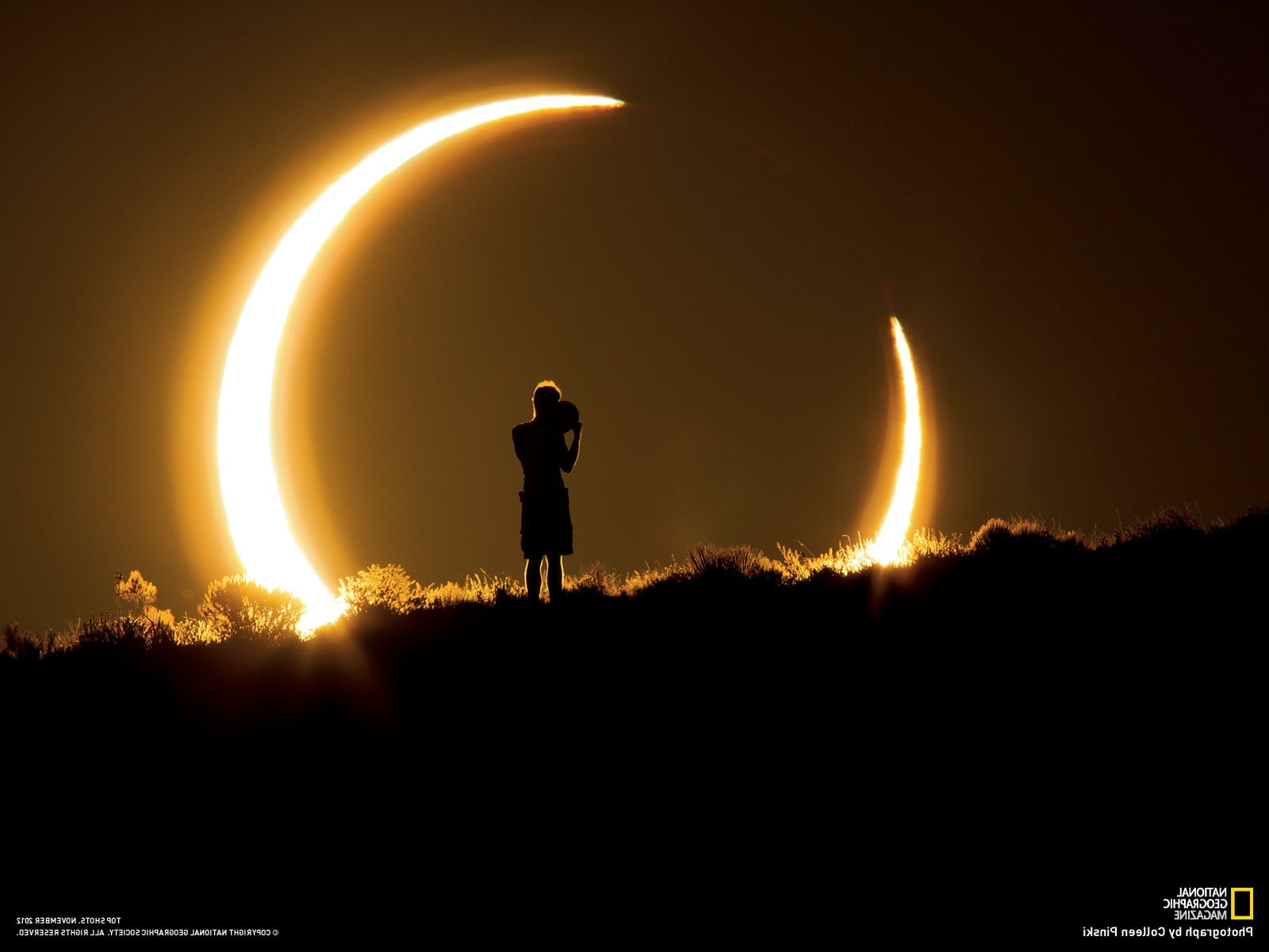 mature adult, solar eclipse, back lit, outdoors, standing, night, communication, burning, Moon, sun, one person, Silhouette, fire, sky, 720P, landscape, HD Wallpaper