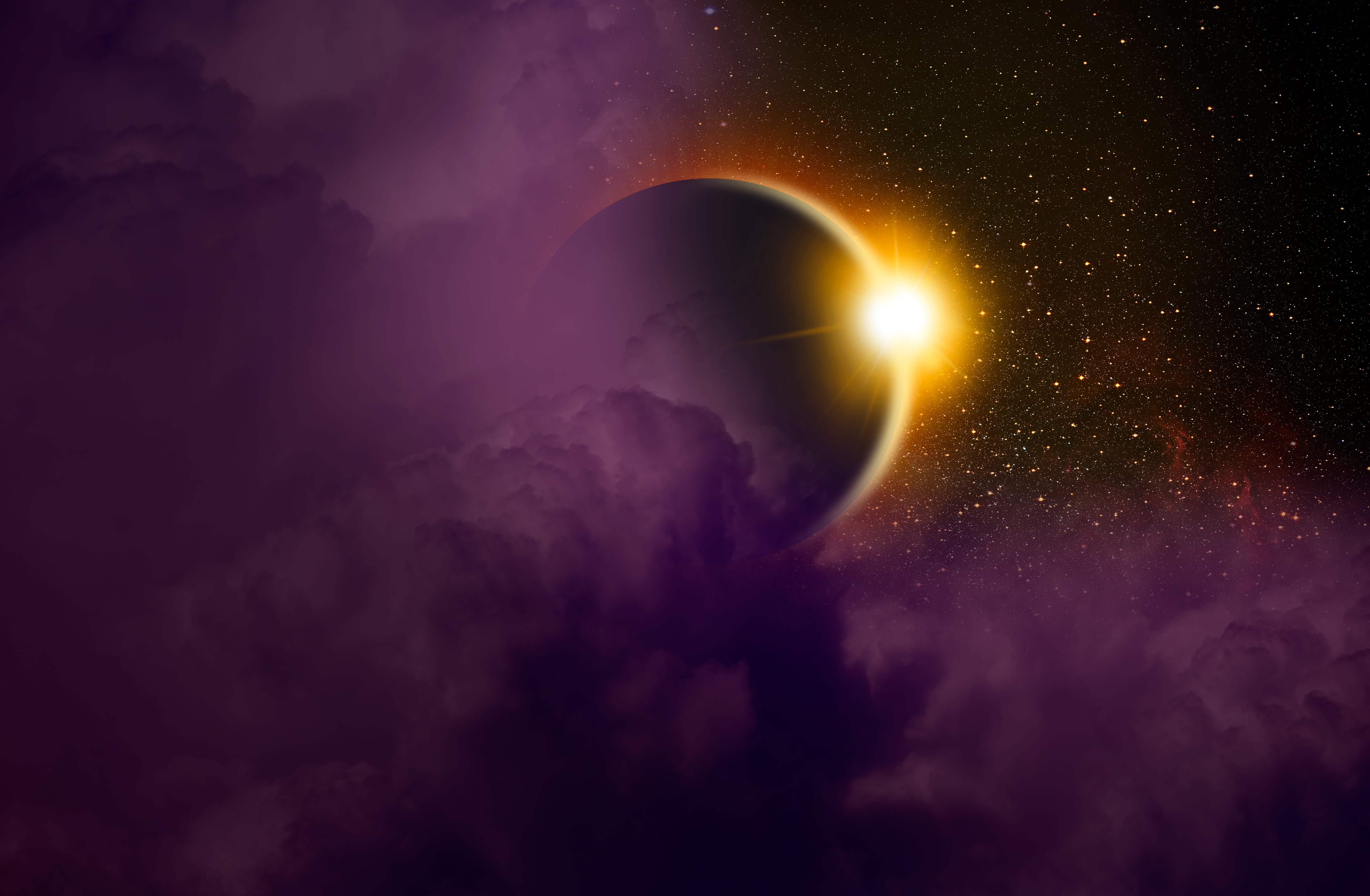 solar, 5K, beauty in nature, purple, light - natural phenomenon, meteorology, outdoors, planet, star - space, space, sky, science, backgrounds, HD Wallpaper
