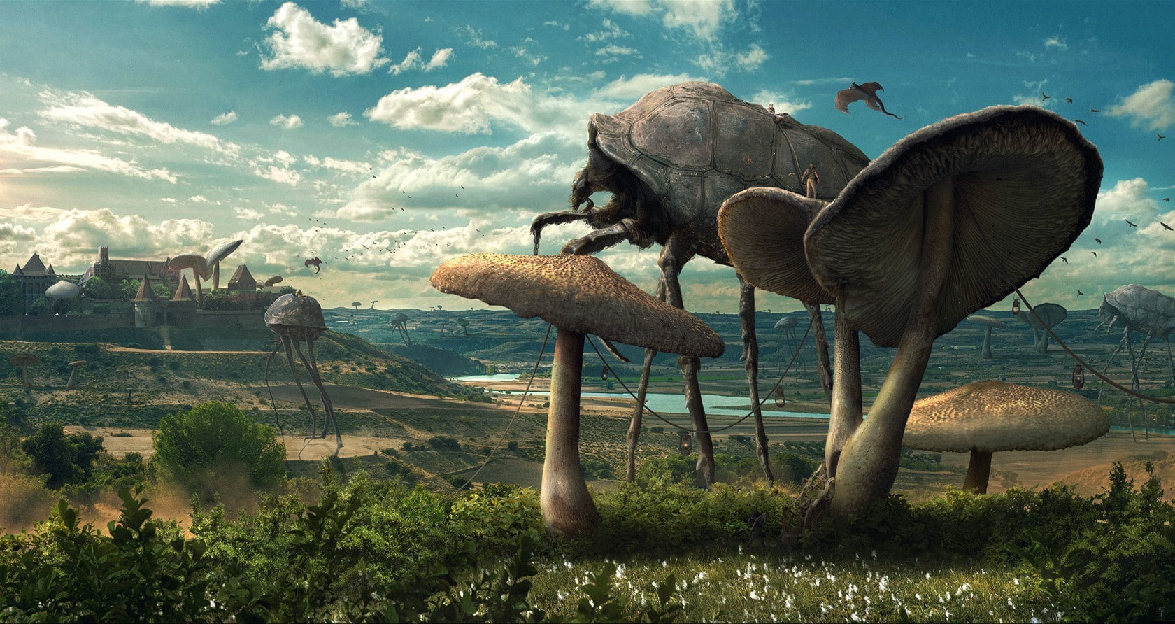 plant, nature, cloud - sky, built structure, domestic, building exterior, animal themes, Parasite, science fiction, sky, animals in the wild, grass, camel, HD Wallpaper