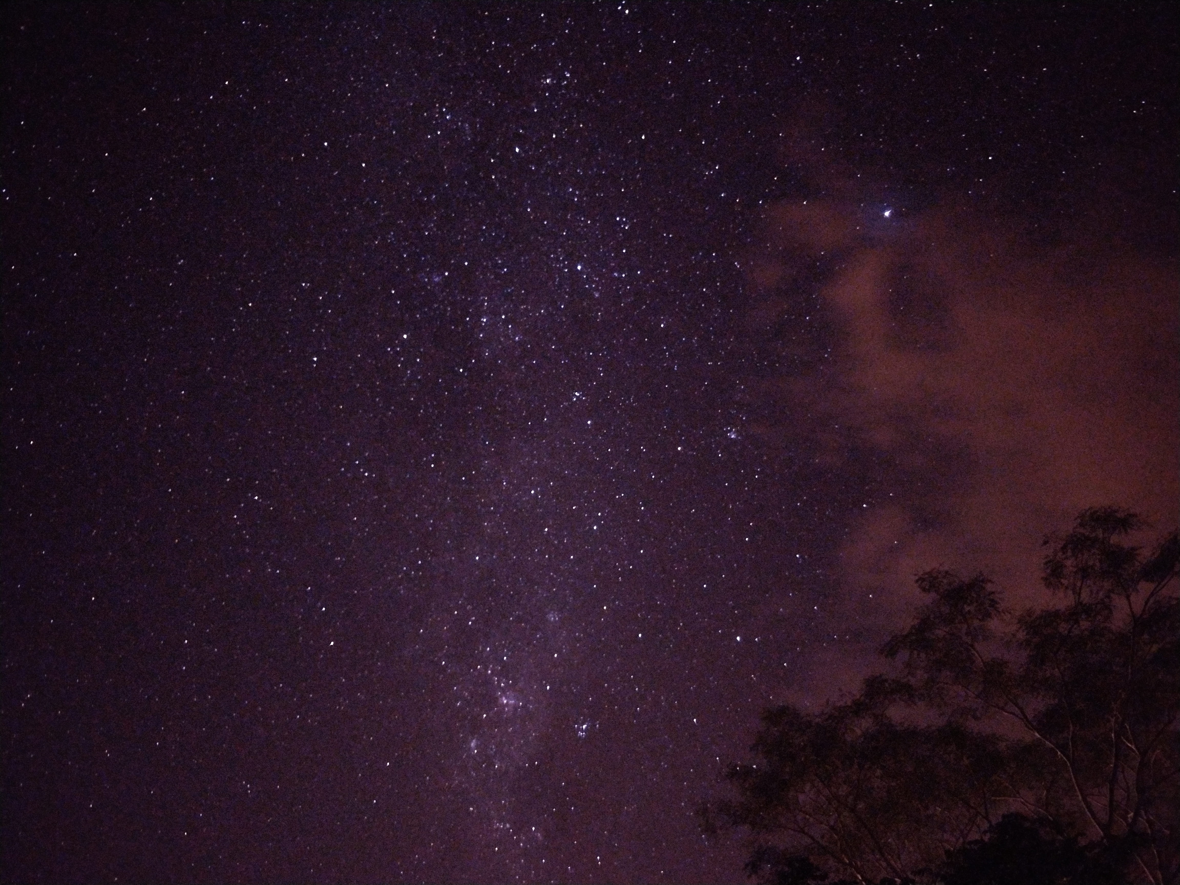 sky, constellation, tranquility, idyllic, low angle view, star, space, mountain, galaxy, outdoors, scenics - nature, tree, nebula, universe, light, 4K, HD Wallpaper
