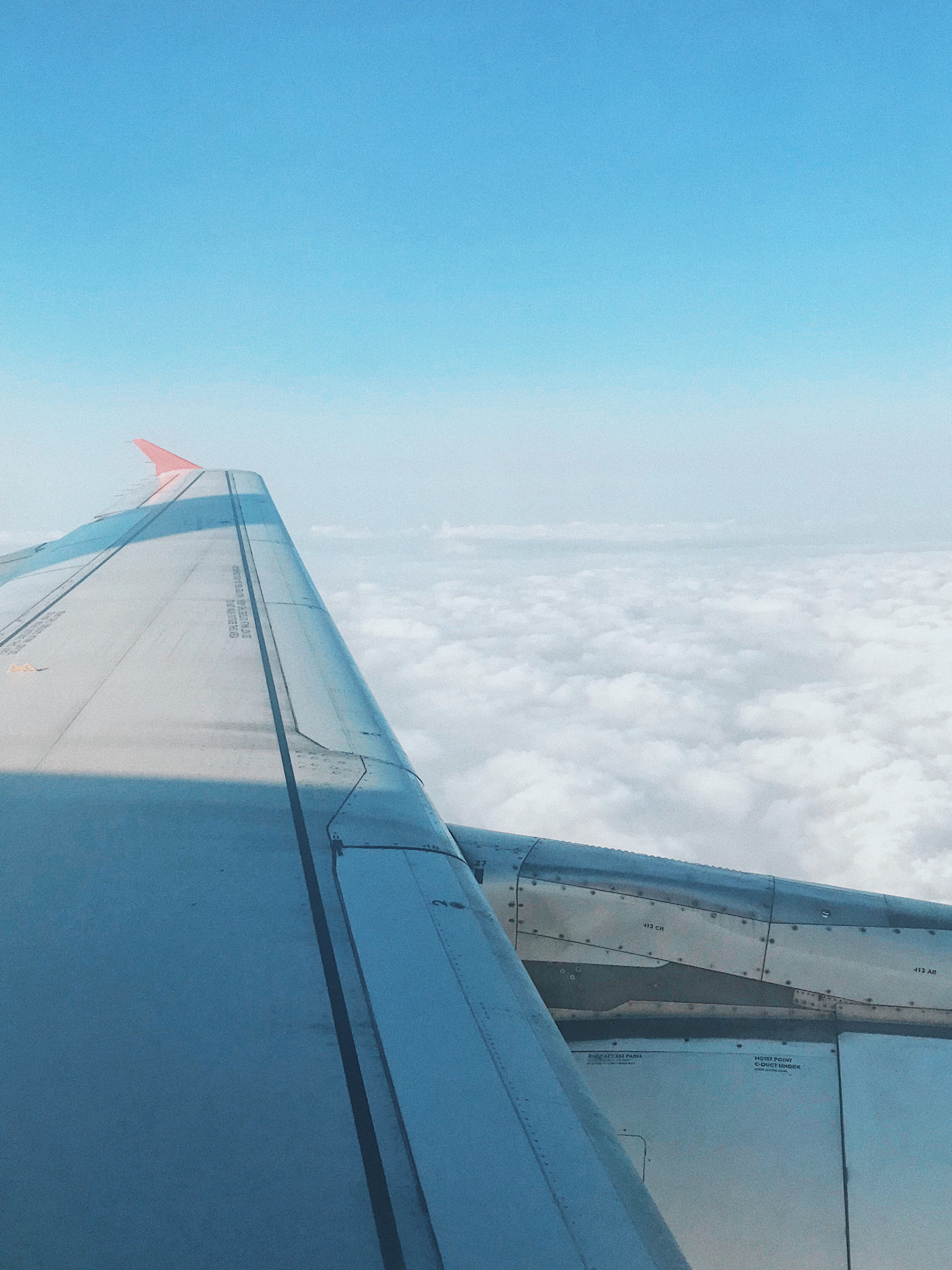 cloud - sky, blue, journey, no people, vehicle part, transportation, mode of transportation, rio, trip, céu, motion, azul, airplane, mid-air, outdoors, Phone HD Wallpaper