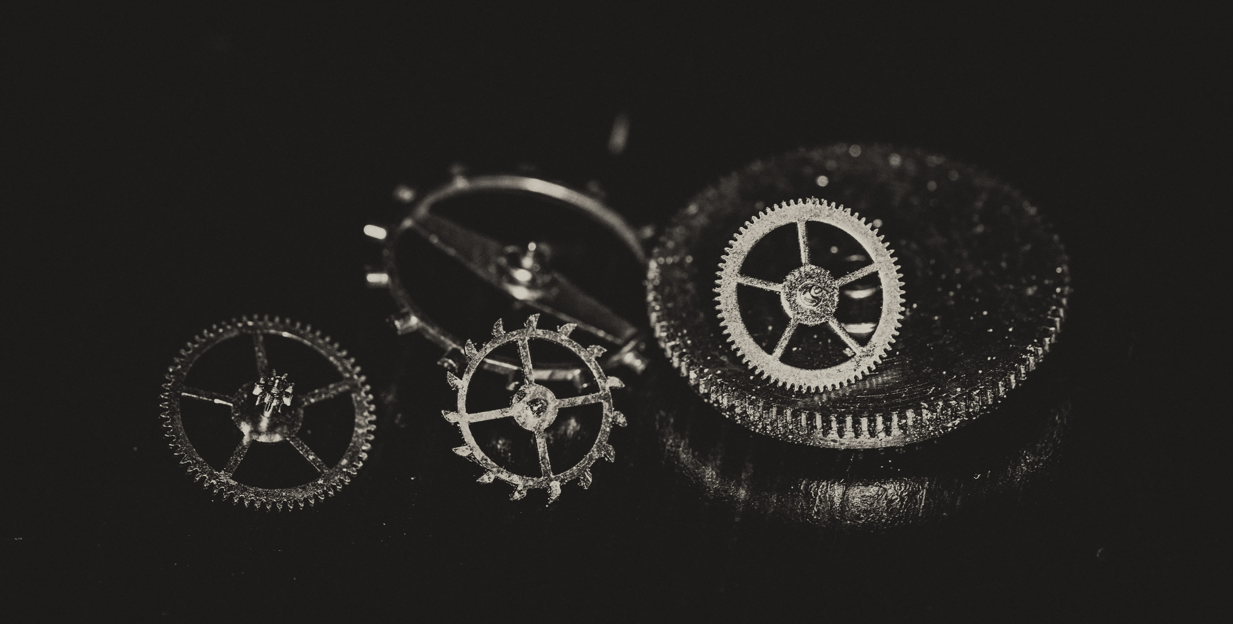 shape, colors, iron, circle, black background, black color, gears, bicycle, pattern, mechanism, communication, still life, round out, adapter, steel, close-up, HD Wallpaper