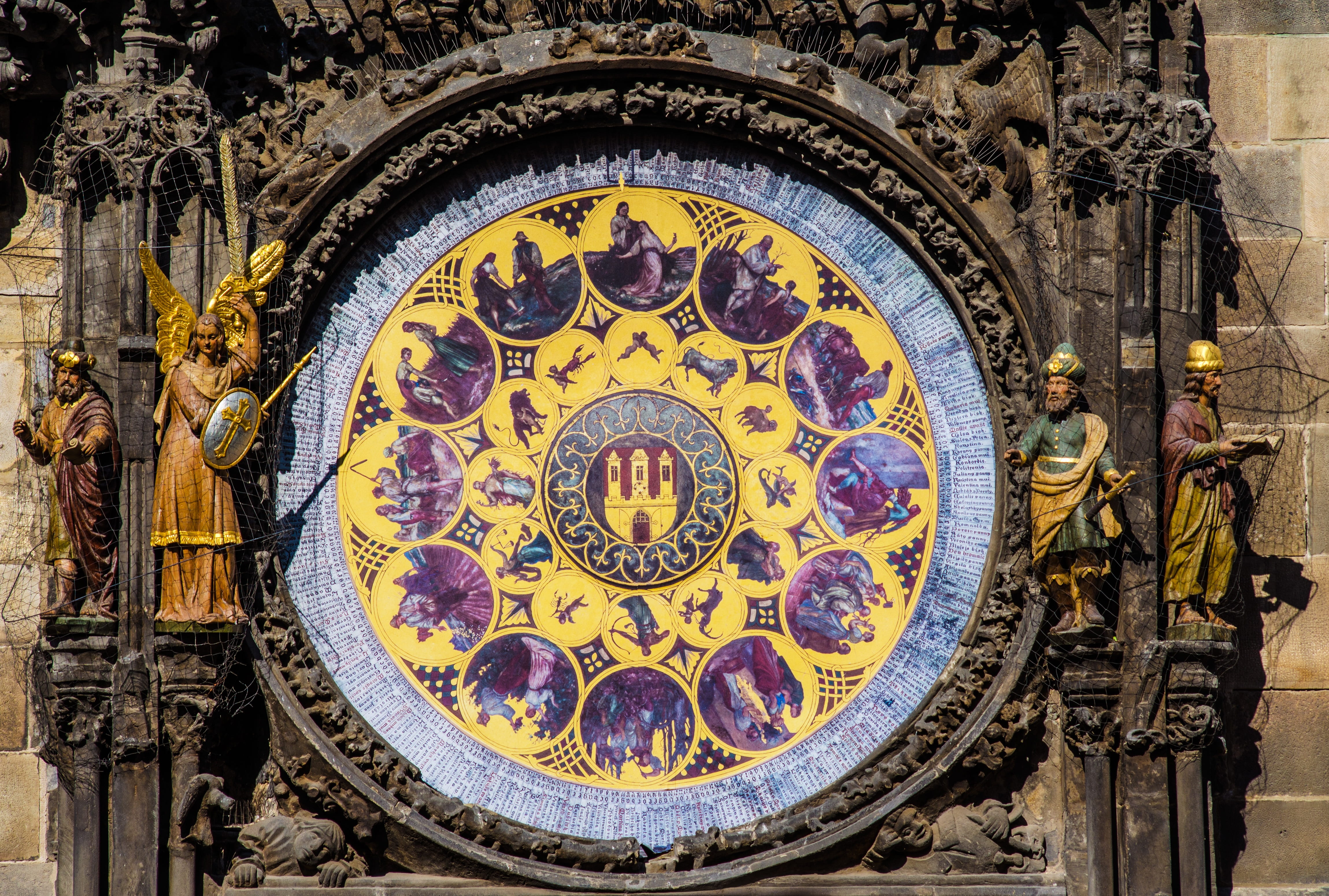 old town hall, female likeness, old town, day, building exterior, astronomical clock, watchmaker, clock tower, town hall, landmark, art and craft, tourism, HD Wallpaper