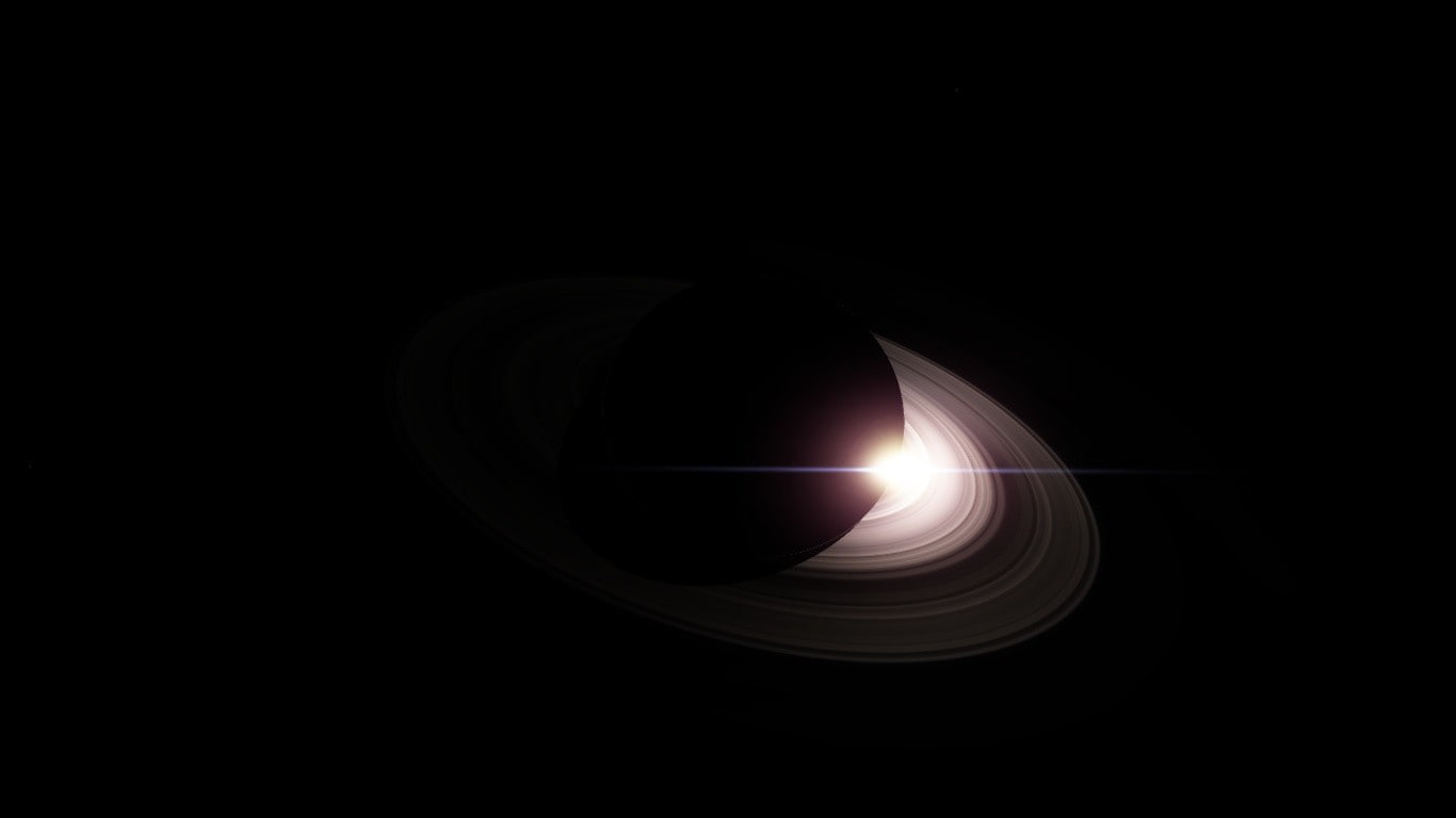 Saturn, copy space, mystery, beauty in nature, black color, shape, natural phenomenon, sun, space, planet, circle, sunlight, nature, black background, eclipse, HD Wallpaper