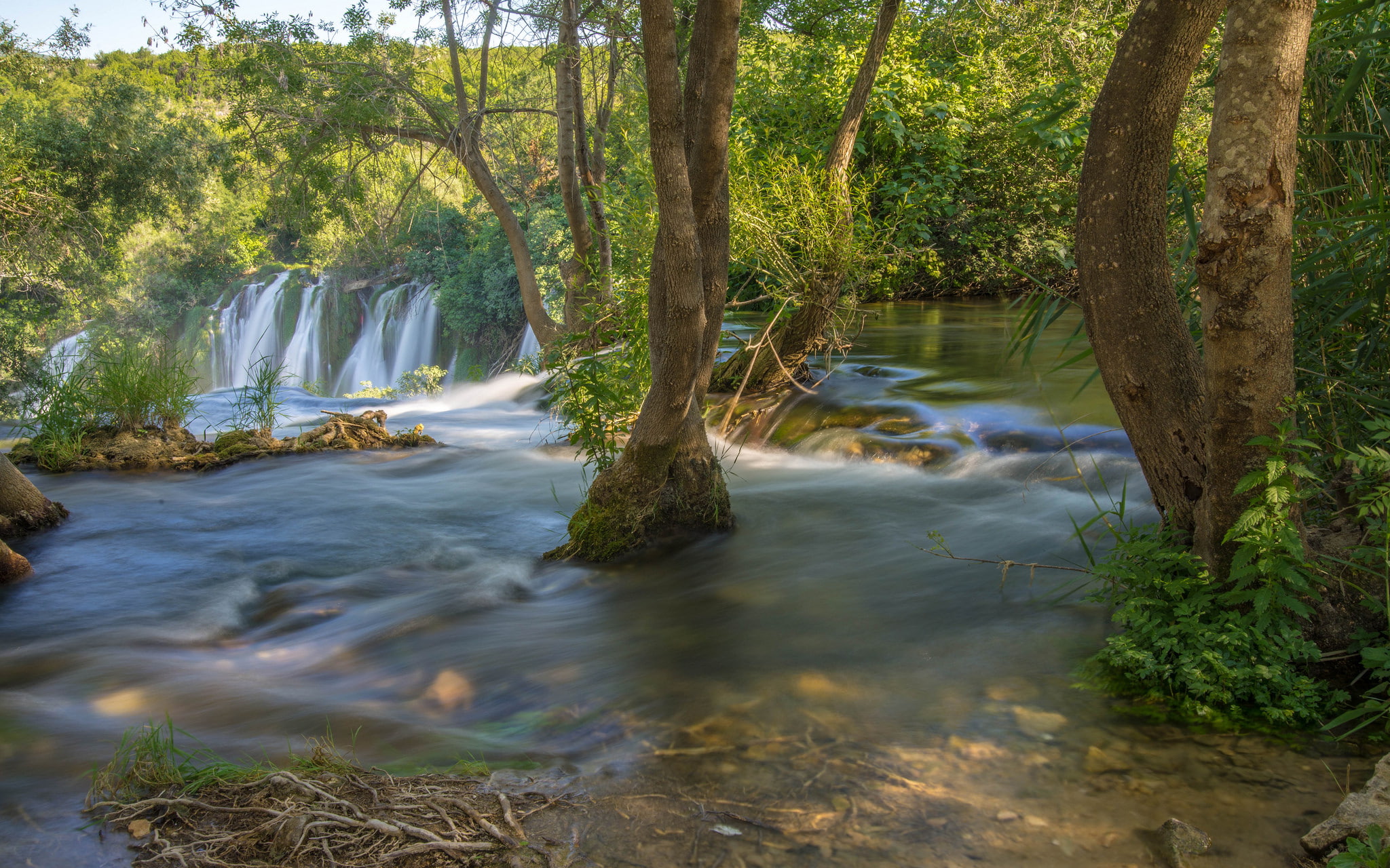 Trebižat river, Kravice Falls, Bosnia and Herzegovina, river, Waterfall Kravice, trees, waterfall, 1080P, HD Wallpaper