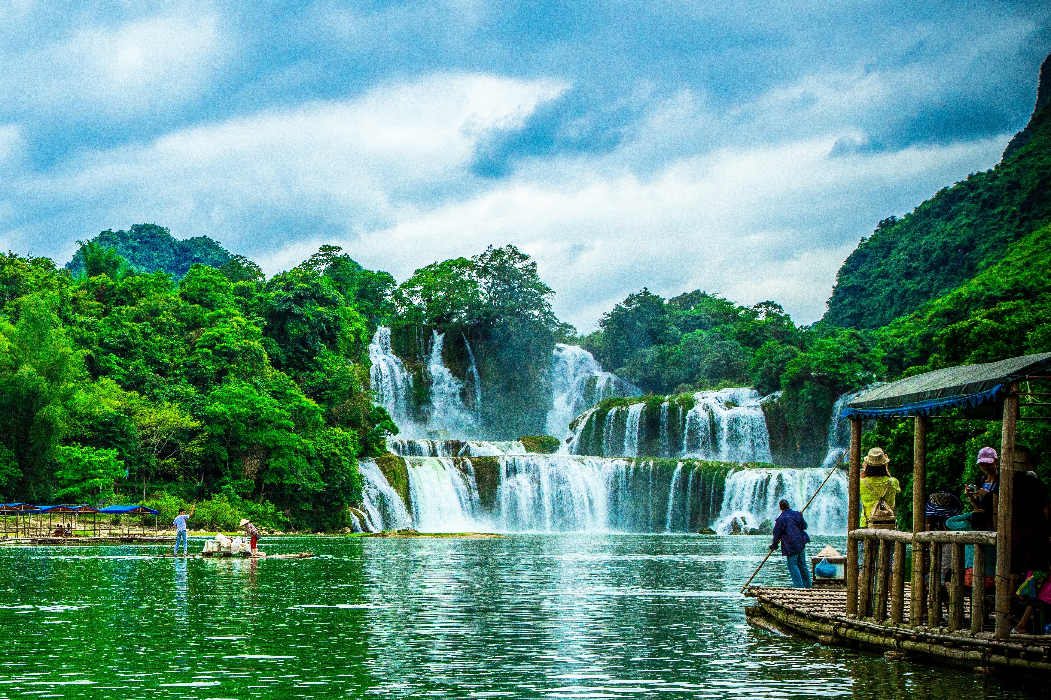 real people, leisure activity, cloud - sky, beauty in nature, waterfall, water, travel destinations, tree, lifestyles, day, motion, flowing water, river, HD Wallpaper