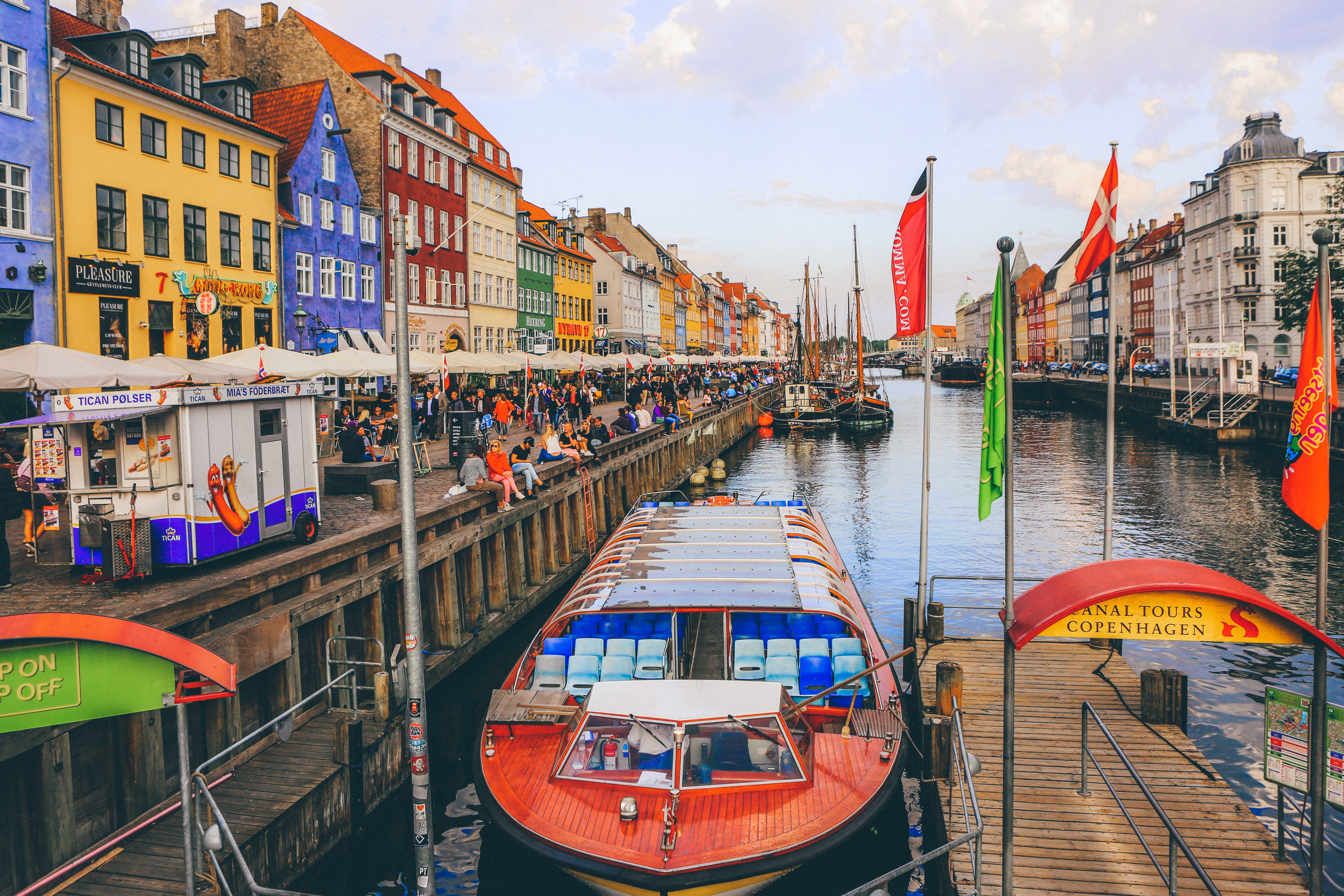bridge, copenhagen, day, nautical vessel, building exterior, københavn, nature, urban, dock, nyhavn, bridge - man made structure, canopy, denmark, vessel, HD Wallpaper