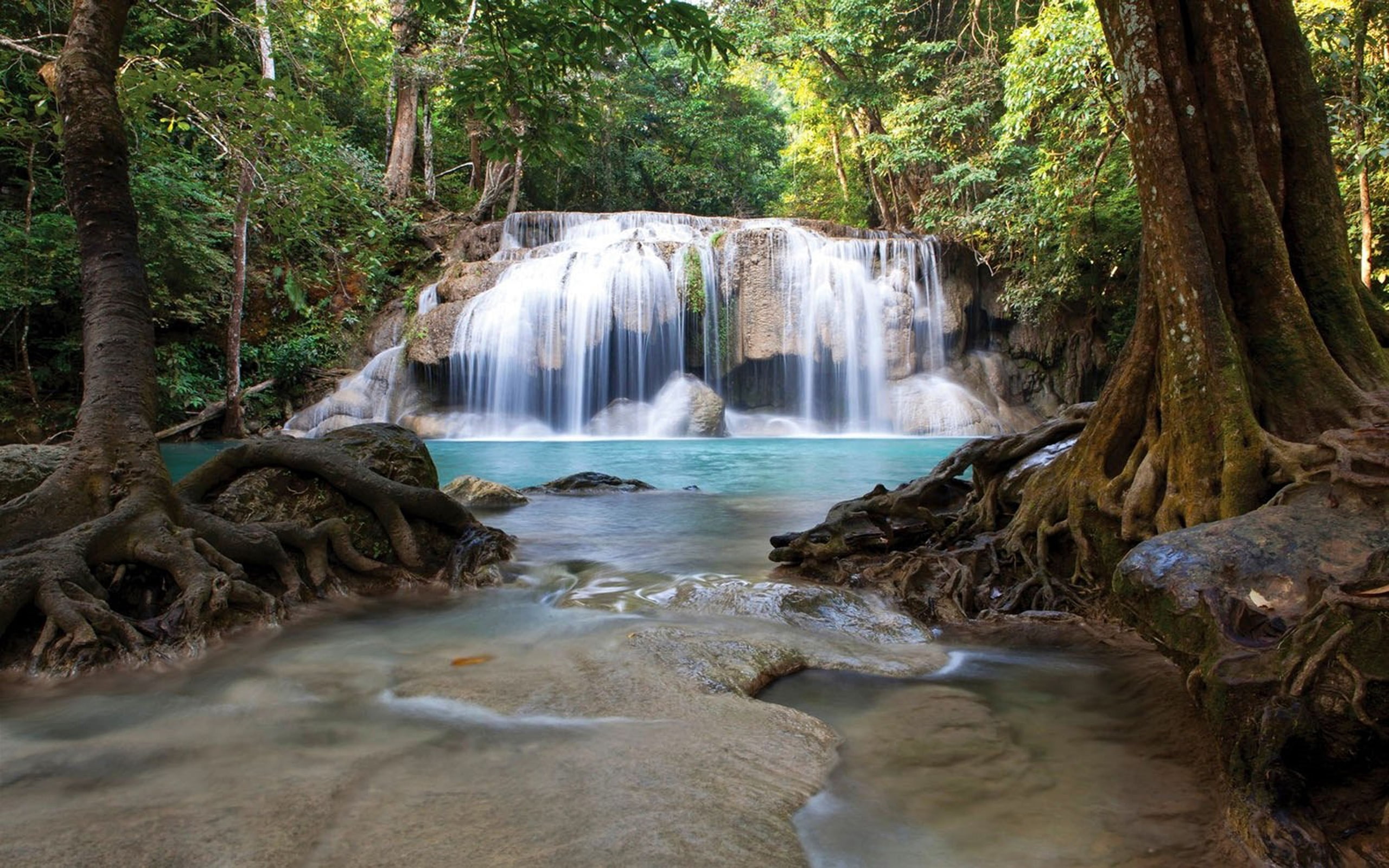 waterfall, national, 2K, thailand, erawan, park, HD Wallpaper