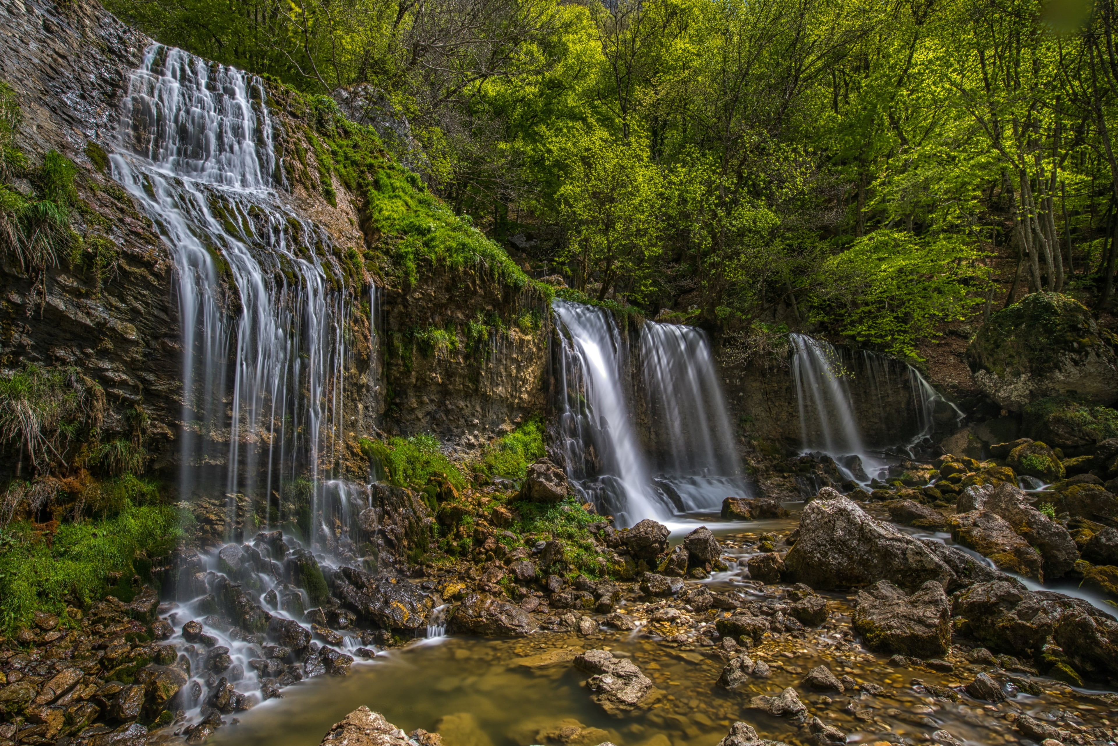 outdoors, falling water, beauty in nature, scenics - nature, long exposure, blurred motion, power in nature, plant, no people, rock formation, non-urban scene, HD Wallpaper
