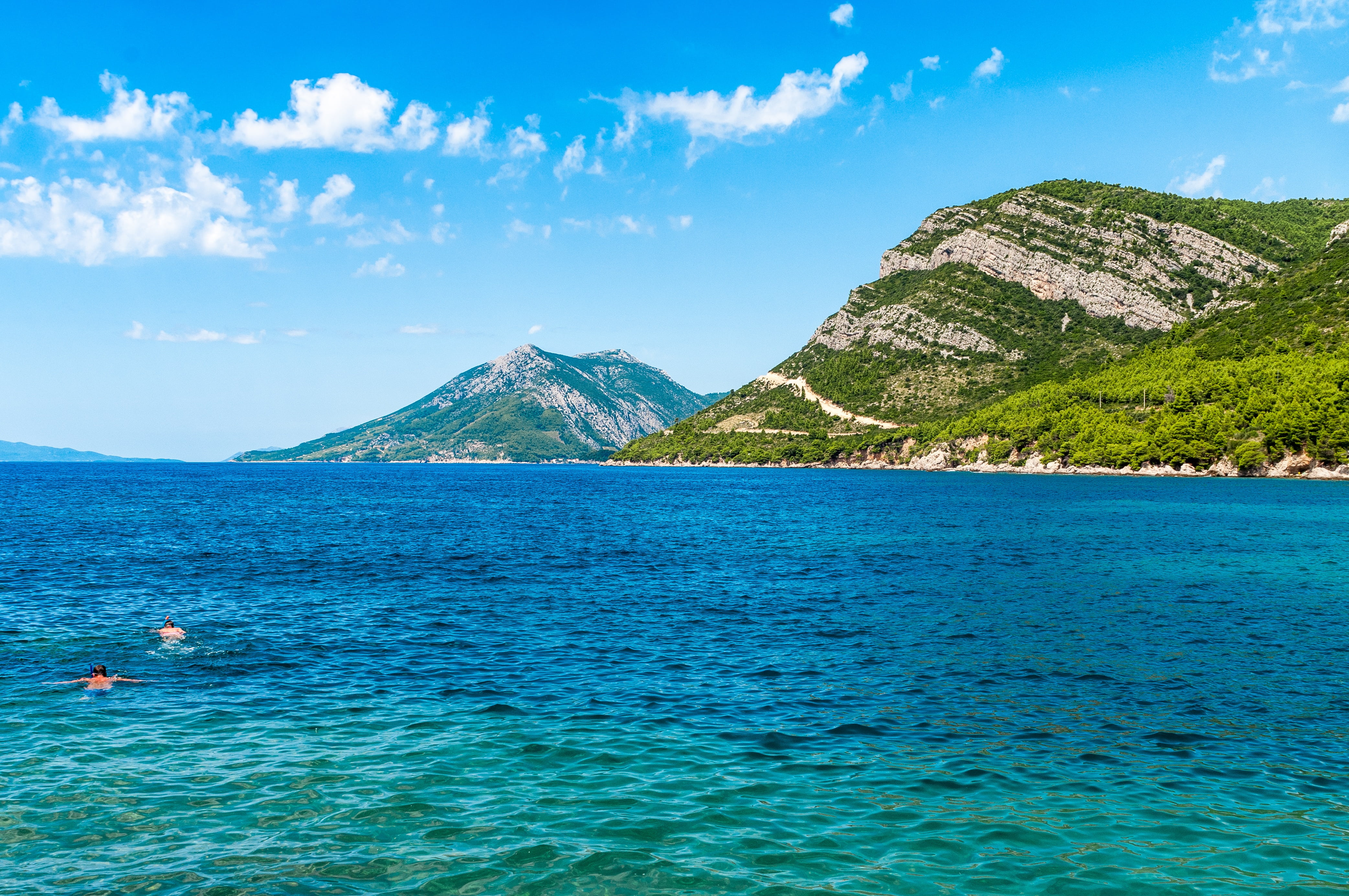 scenics - nature, peninsula, croatia, europe, dalmatia, 4K, mountains, croatian, shore, beside, sky, trstenik, tranquil scene, mountain peak, blue, adriatic, HD Wallpaper