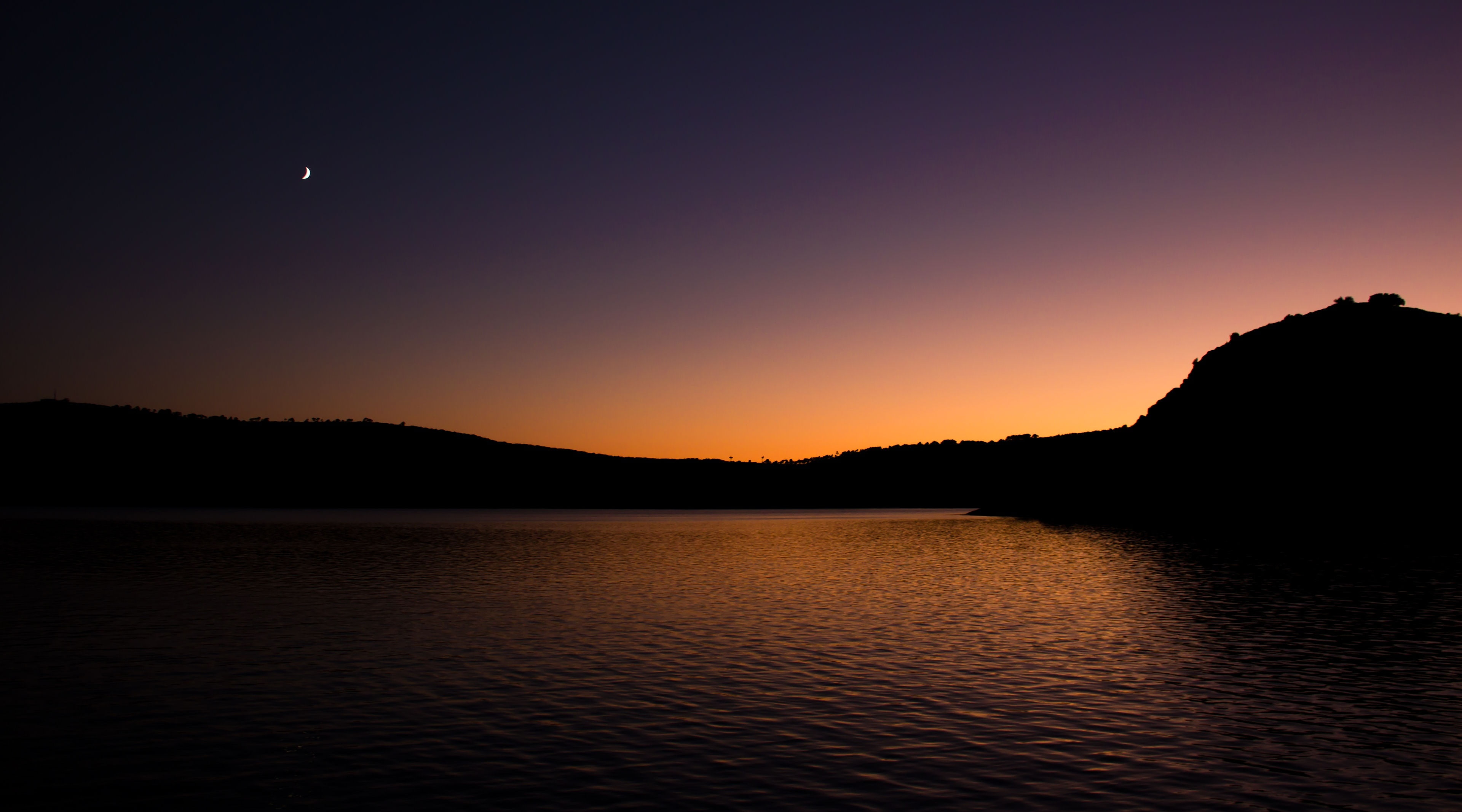 sky, Heaven, sunset, Silhouette, Dark, no people, moon, croatia, idyllic, Photography, non-urban scene, tranquil scene, mountain, Nature, Summer, outdoors, HD Wallpaper