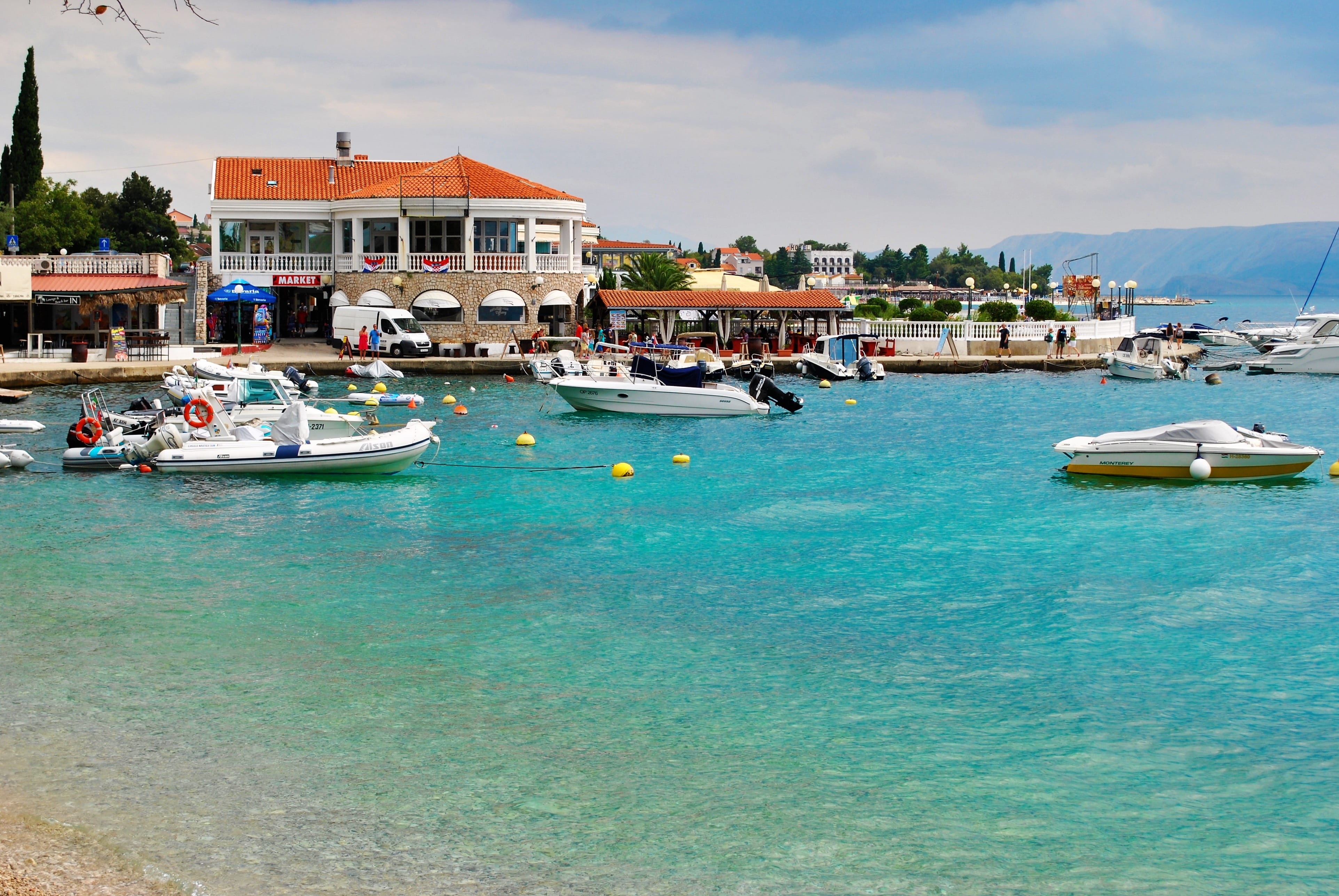Coast, croatian coast, luxury, travel, yacht, nautical vessel, Port, waterfront, building exterior, architecture, harbor, built structure, Croatian, moored, HD Wallpaper