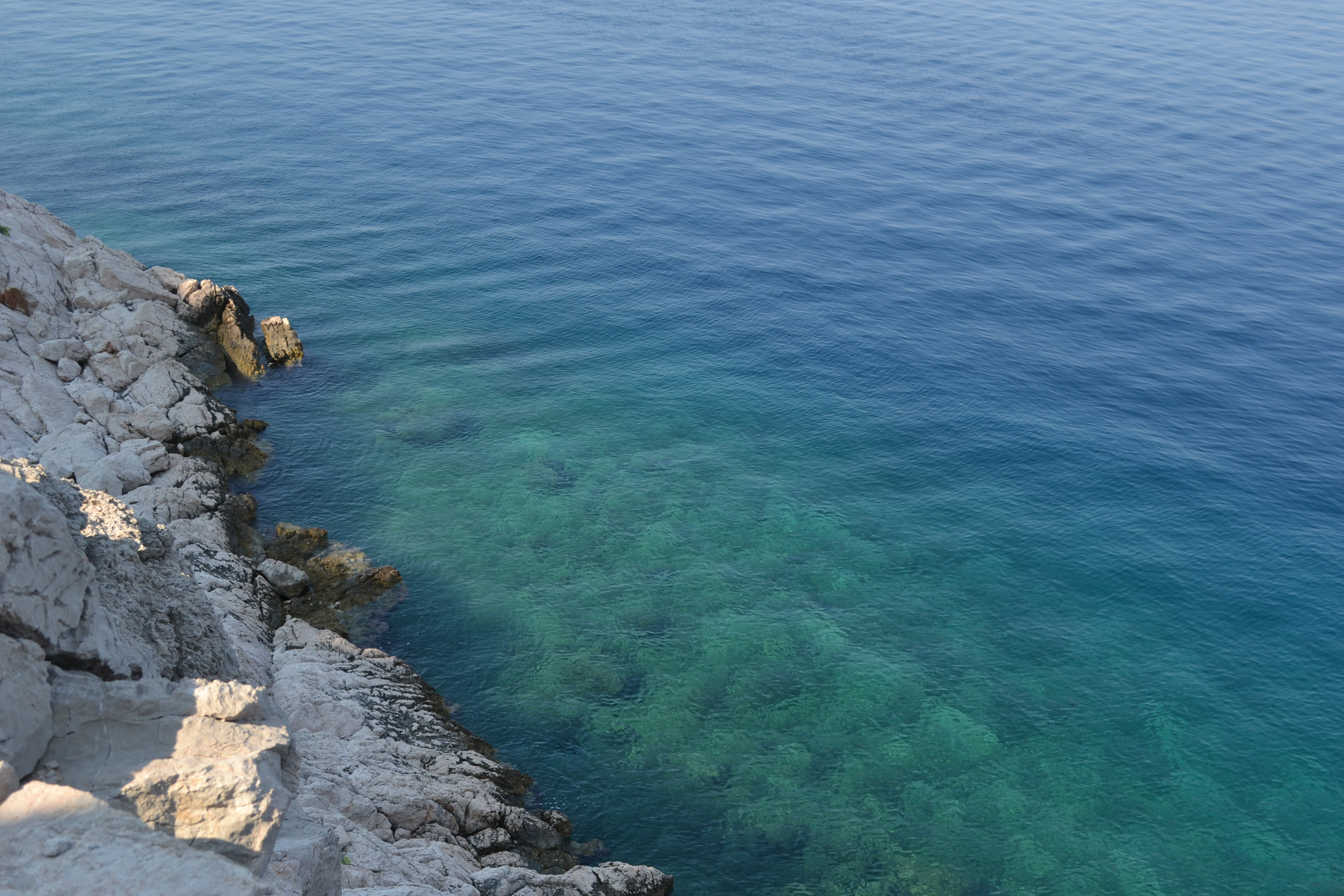 tranquility, europe, day, clear, coast, sea, 4K, crystal, tourism, nature, travel, adriatic sea, blue, idyllic, rippled, rock - object, high angle view, HD Wallpaper