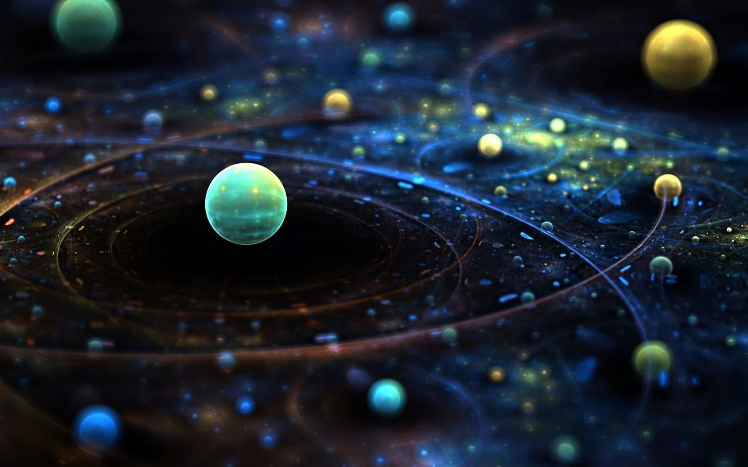sparkles, shapes, 2K, balls, structure, Abstract, planets, space, outer, art, planetarium, hd, lines, outer space, HD Wallpaper