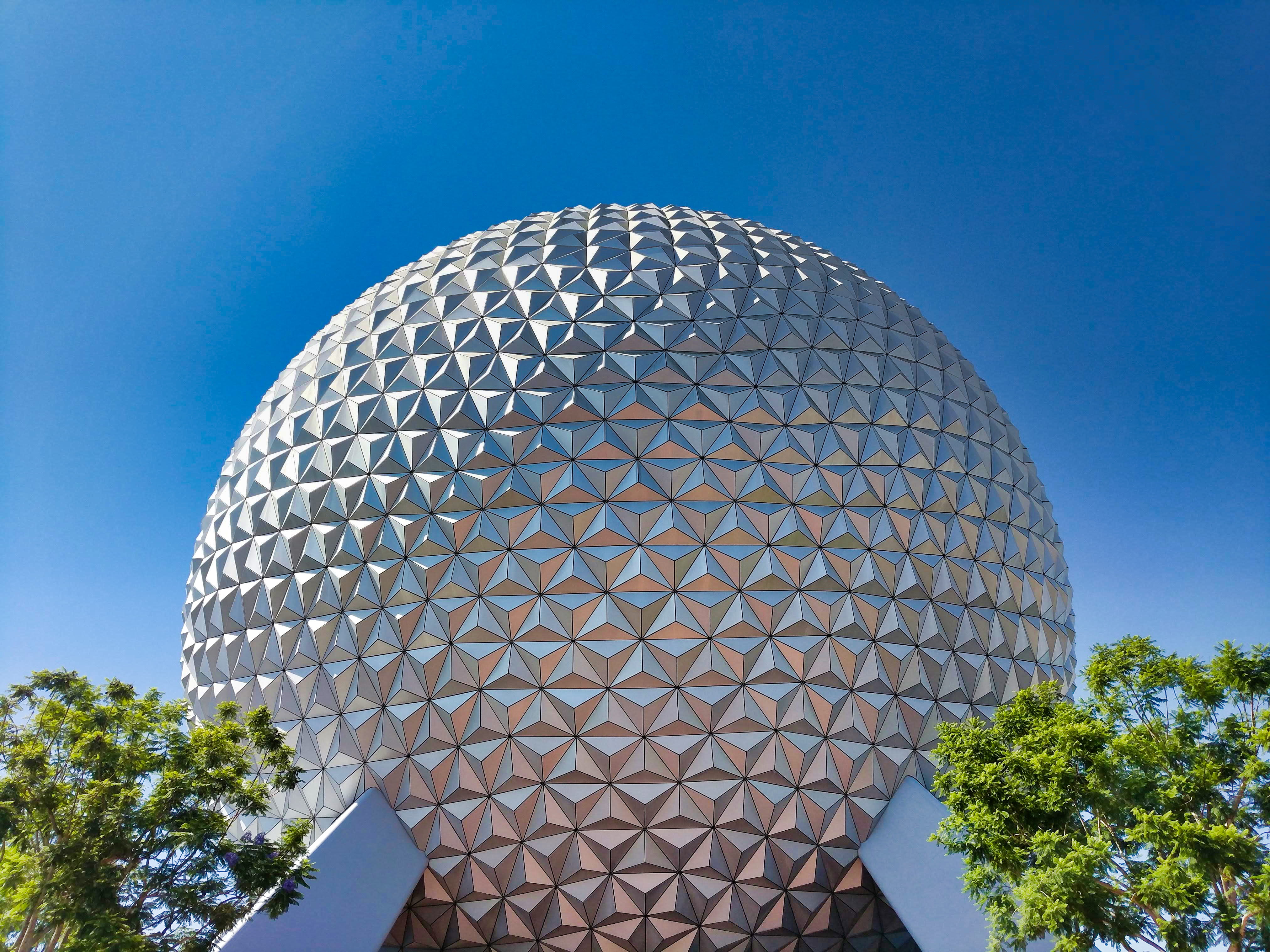 sculpture, plant, florida, america, dome, building, observatory, silver colored, round, city, blue, sphere, architecture, arts culture and entertainment, HD Wallpaper