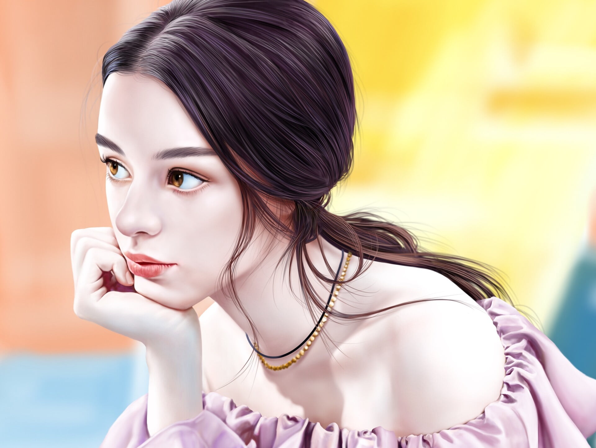girl, art, 1080P, Jinsung Lim, look, HD Wallpaper