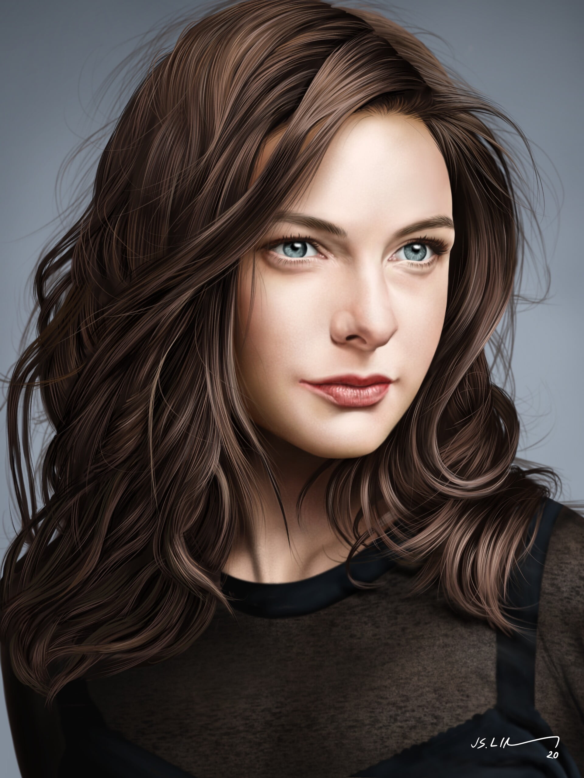 fan art, realistic, 2K, artwork, Rebecca Ferguson, digital painting, women, drawing, Jinsung Lim, digital art, Phone HD Wallpaper