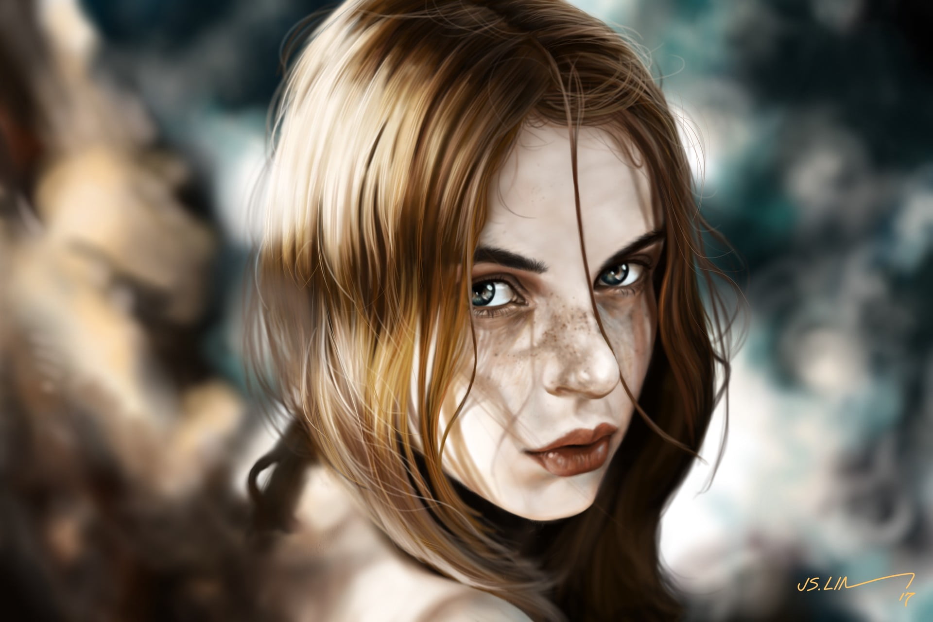 women, 1080P, fan art, drawing, Jinsung Lim, digital painting, artwork, realistic, digital art, HD Wallpaper