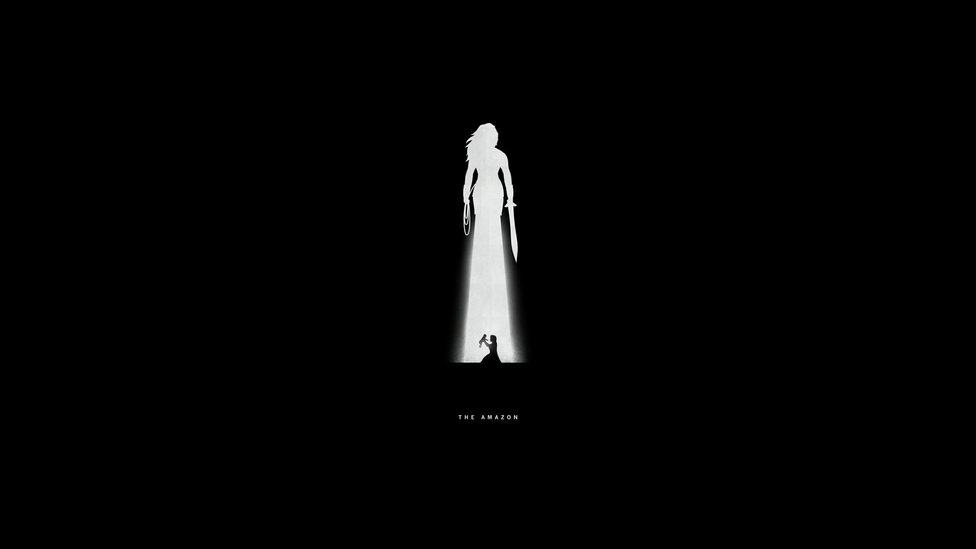 black, cartoon/comic, wonder, dc, 1080P, hd, bw, woman, HD Wallpaper
