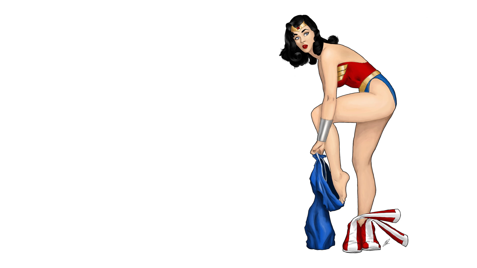 cartoon/comic, wonder, 1080P, hd, woman, white, HD Wallpaper